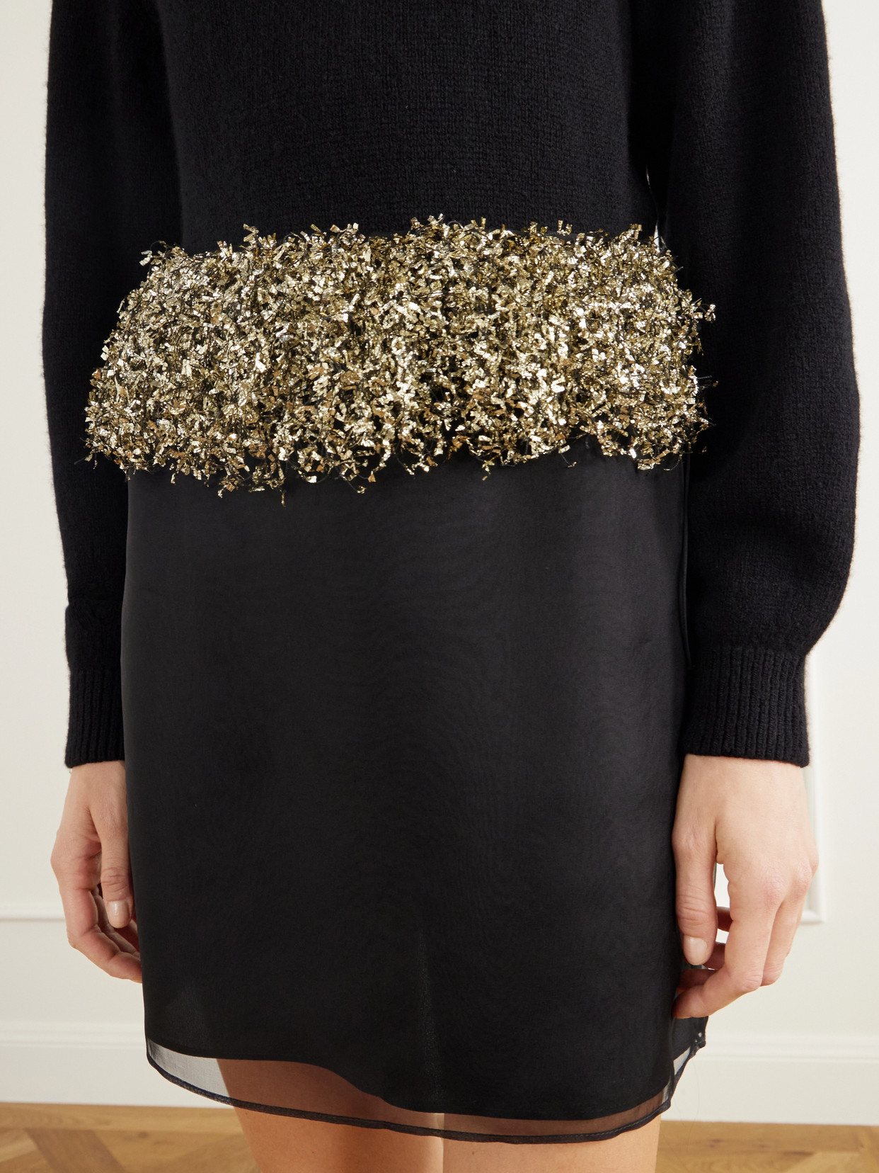 Fringe-Trimmed Silk-Organza Mini