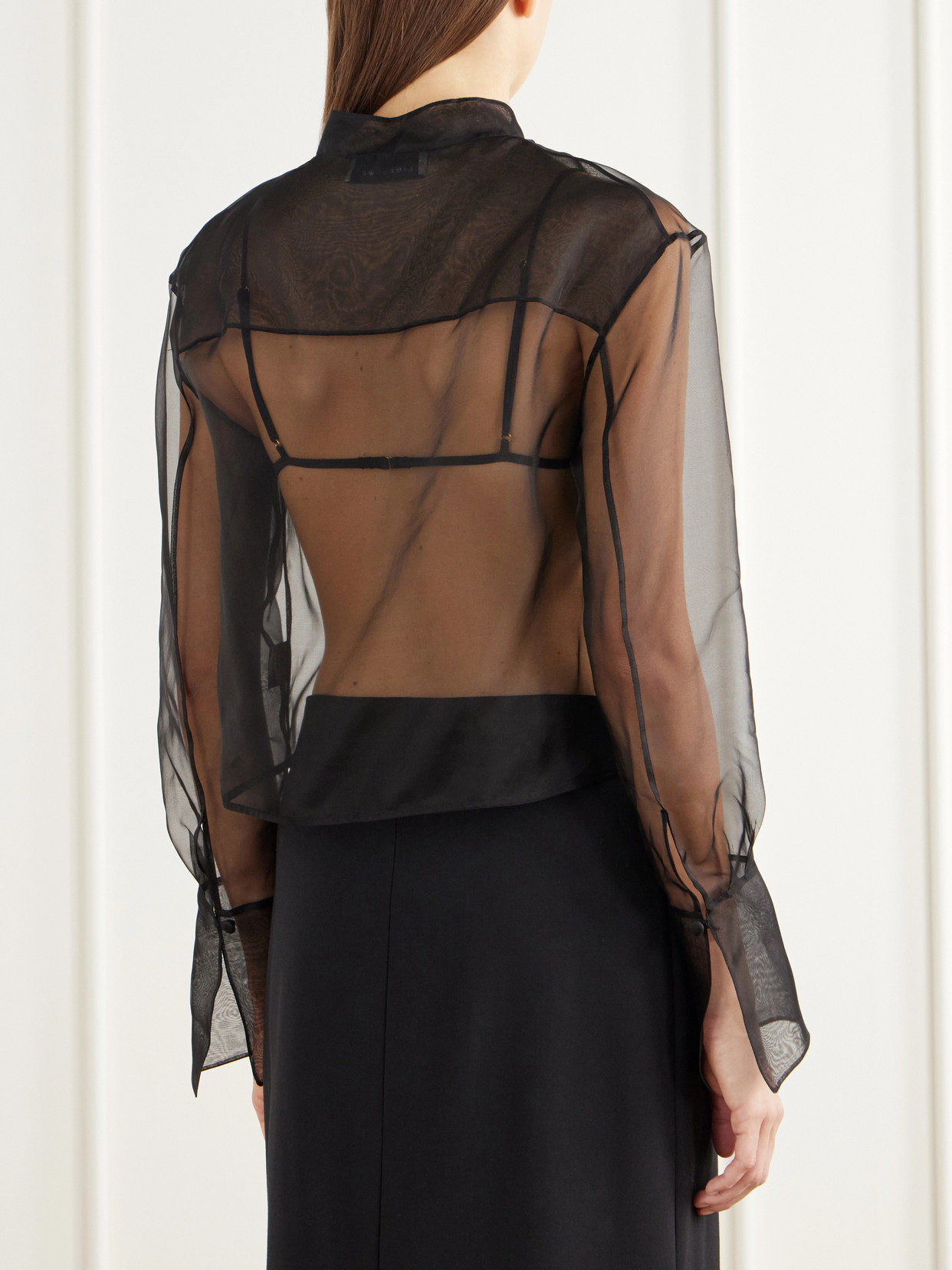 Cropped Silk-Organza Shirt