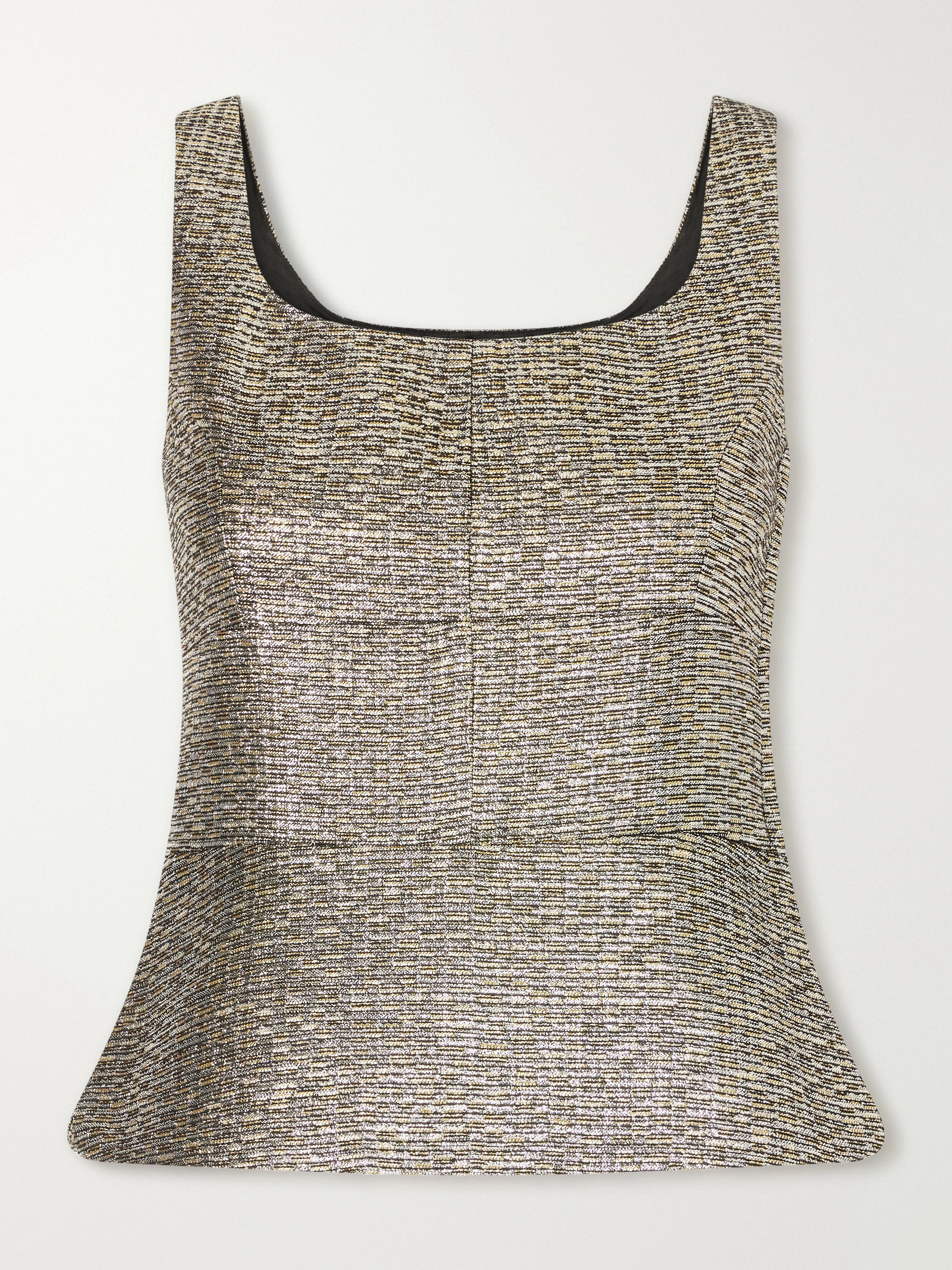 Liberowe Peplum textured metallic jacquard bustier top
