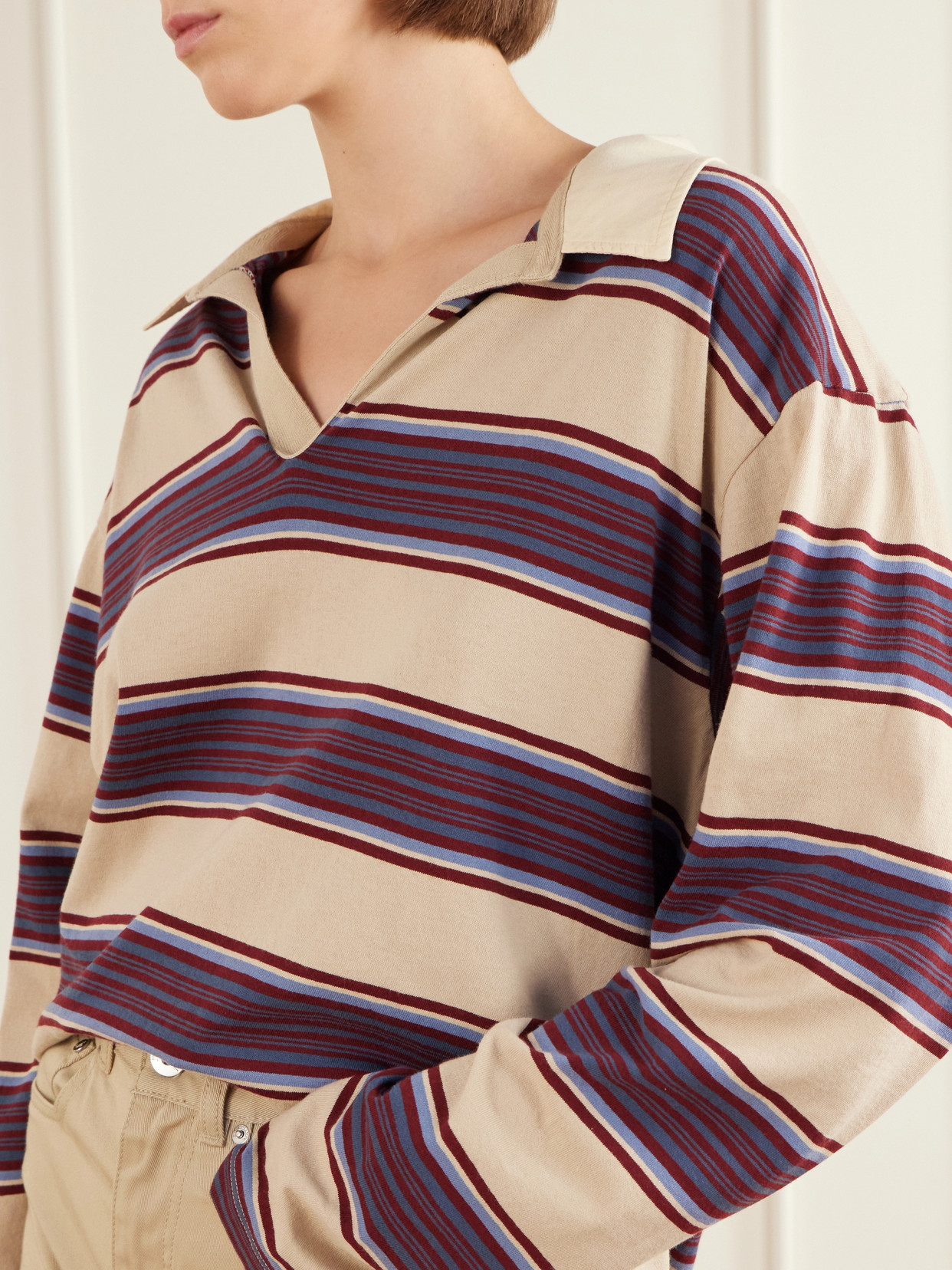 Striped Cotton-Jersey Polo