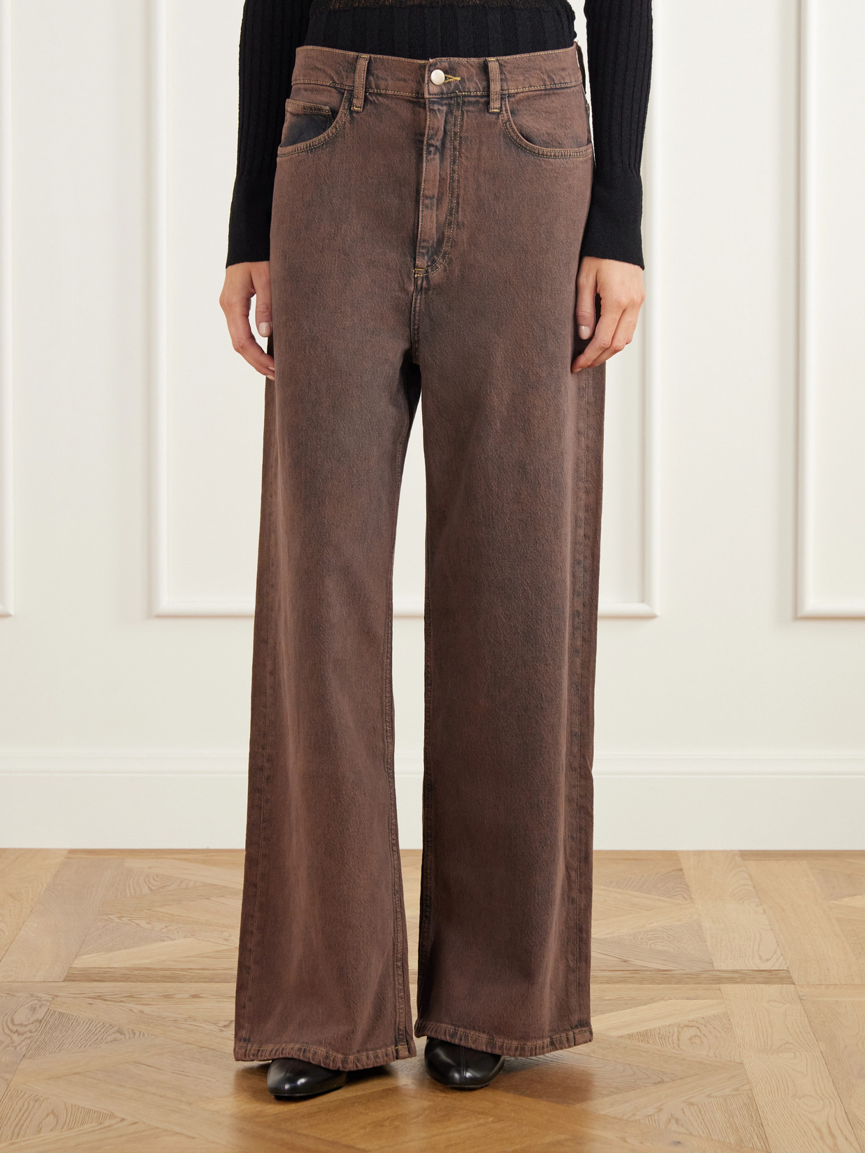 Faded Mid-Rise Wide- Leg