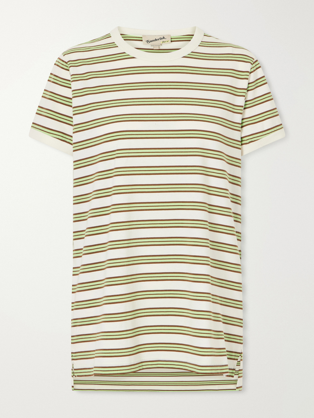 Sanderlak Striped Cotton-jersey T-shirt In Green