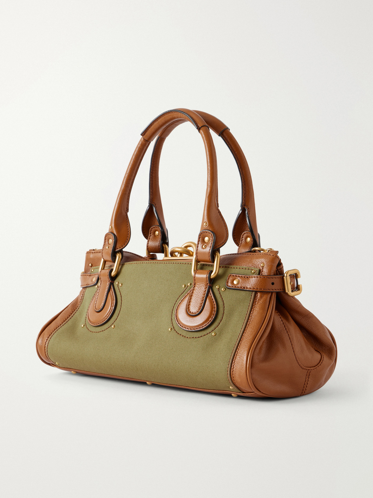Chloé - Paddington Leather-Trimmed Canvas Shoulder Bag