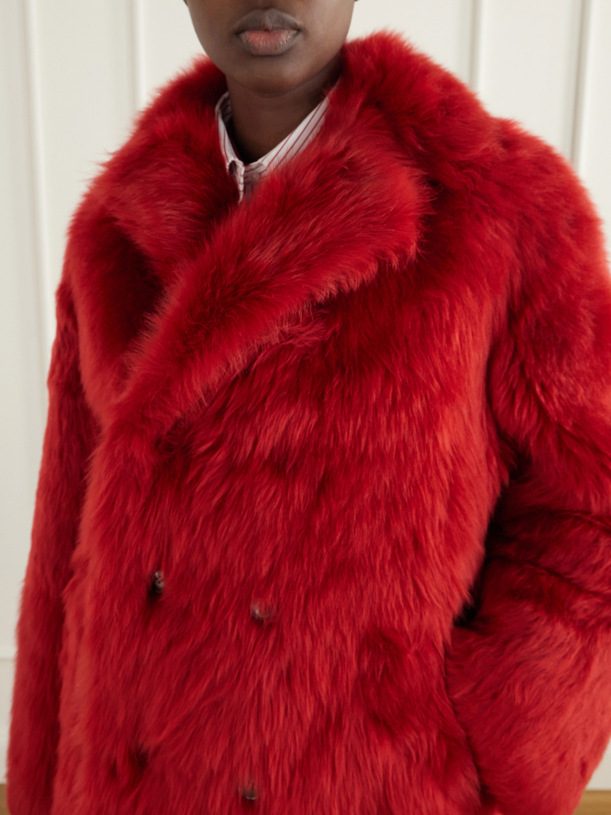 Sanderlak Shearling Coat In Red