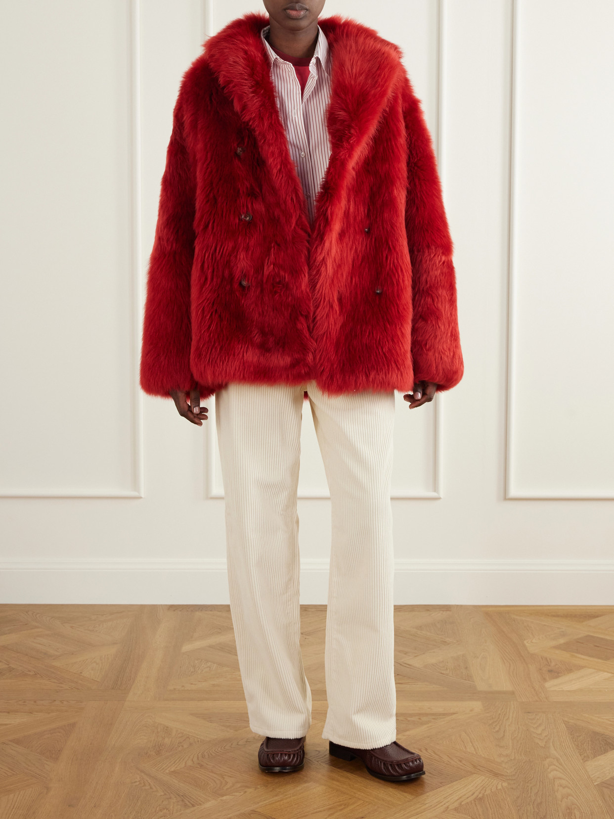 Sanderlak Shearling Coat In Red