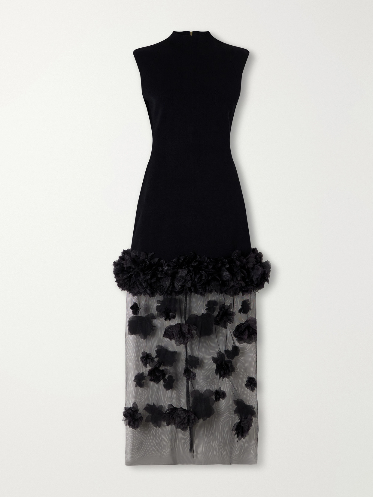 Aje Fleura Floral-trimmed Knit Midi Dress In Animal Print