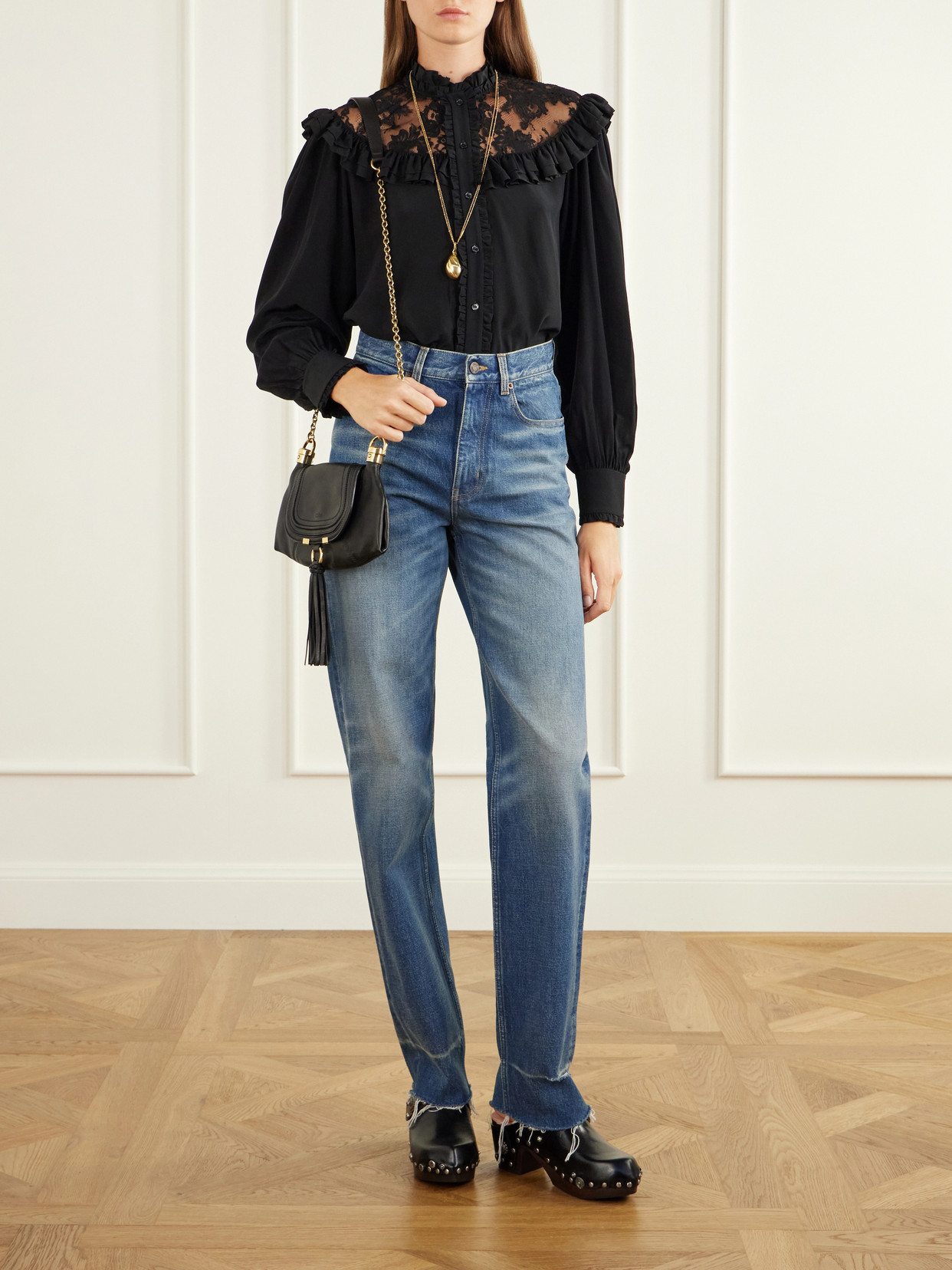 Chloé - Marcie Foulard Fringe-Trimmed Shoulder Bag