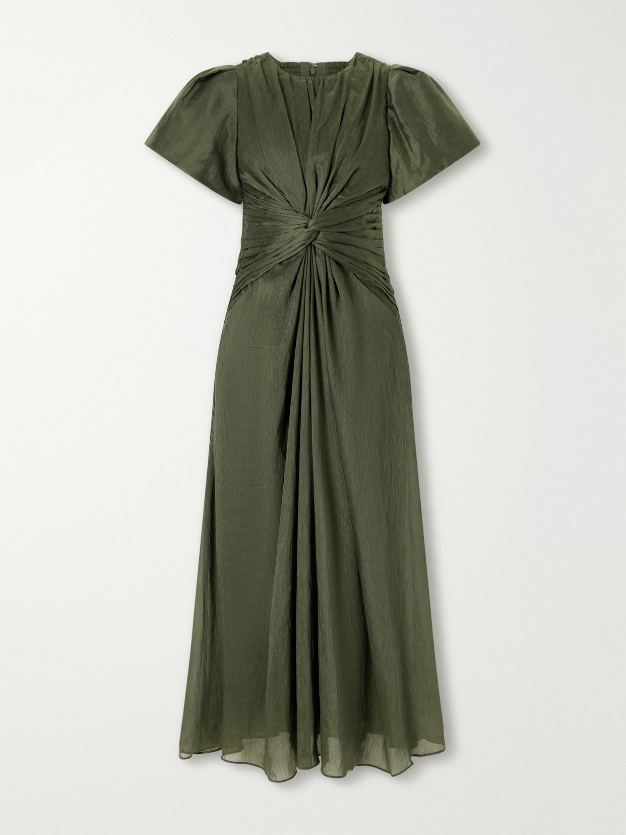 Aje Movement Gathered Lyocell And Linen-blend Midi Dress In Multi