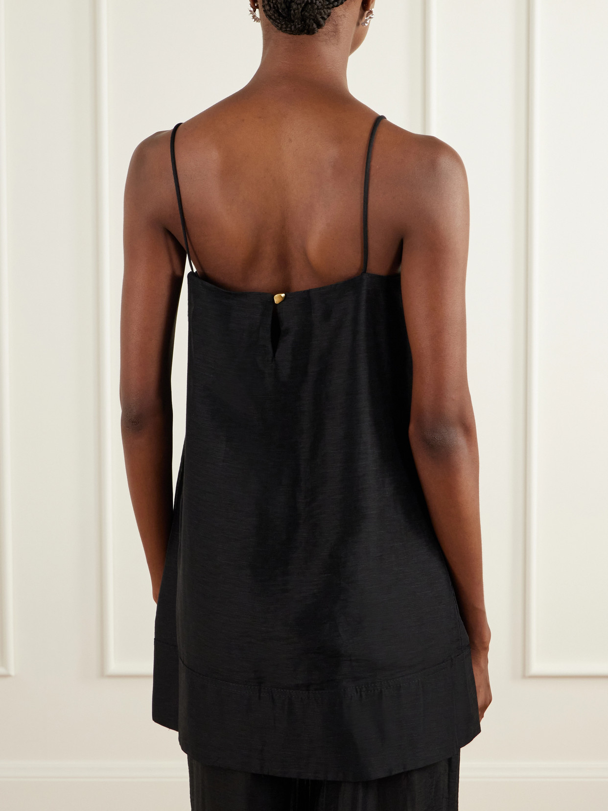 Cloudscape Flower-Appliqué Lyocell And Linen-Blend Tank Top