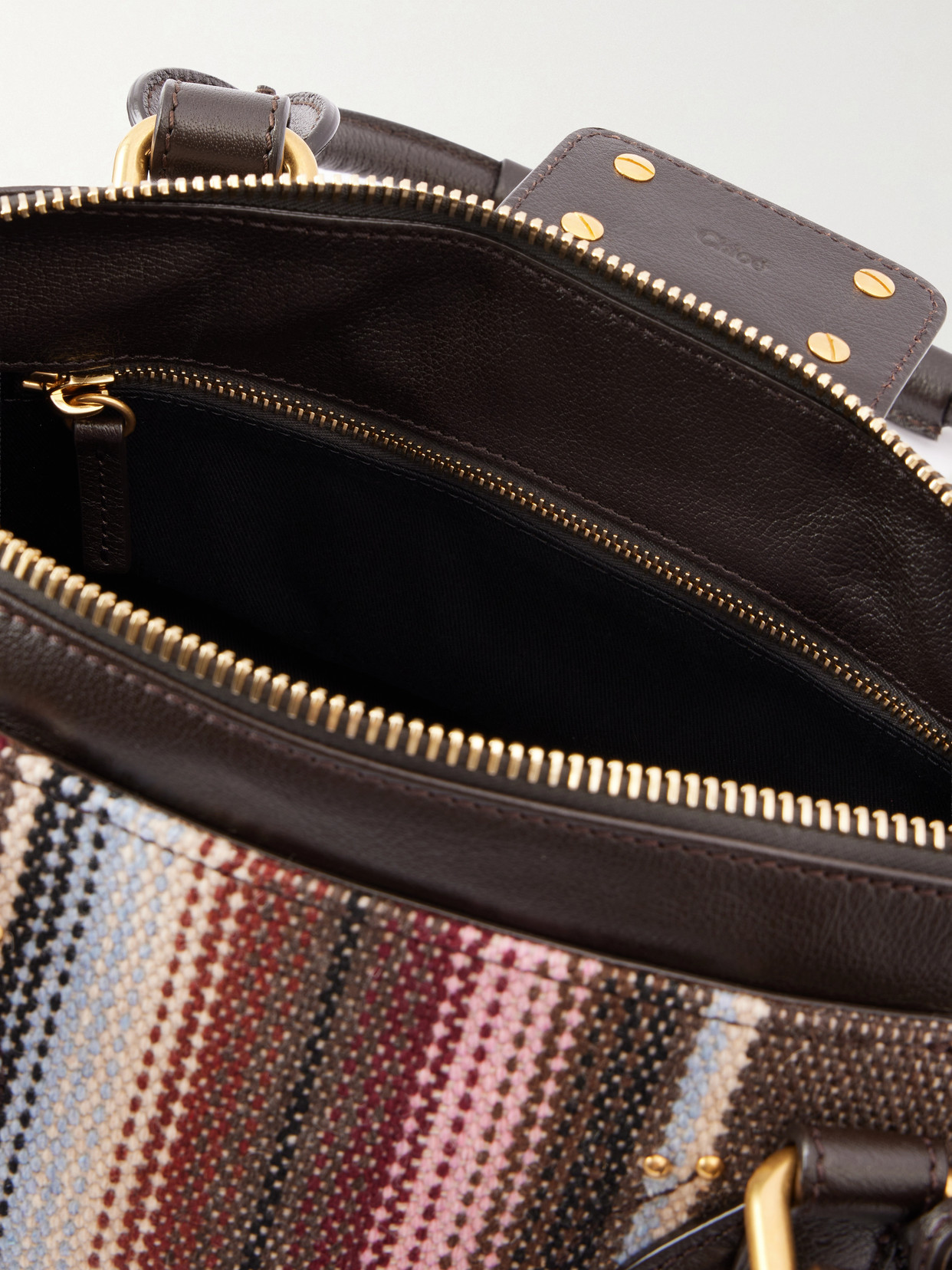 Chloé - Paddington Leather-Trimmed Striped Tweed Shoulder Bag
