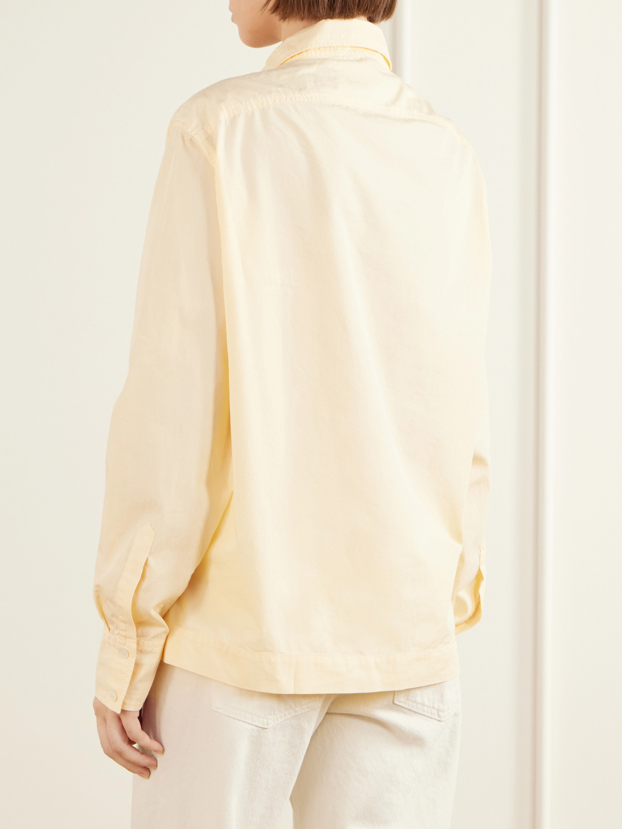 Asymmetric Twisted Cotton-Voile Shirt