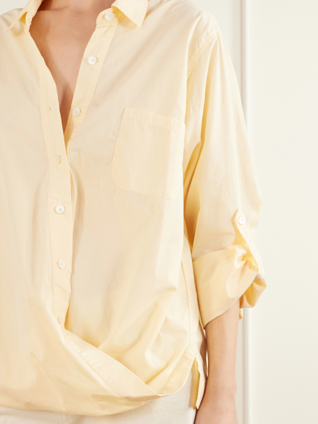 Asymmetric Twisted Cotton-Voile Shirt