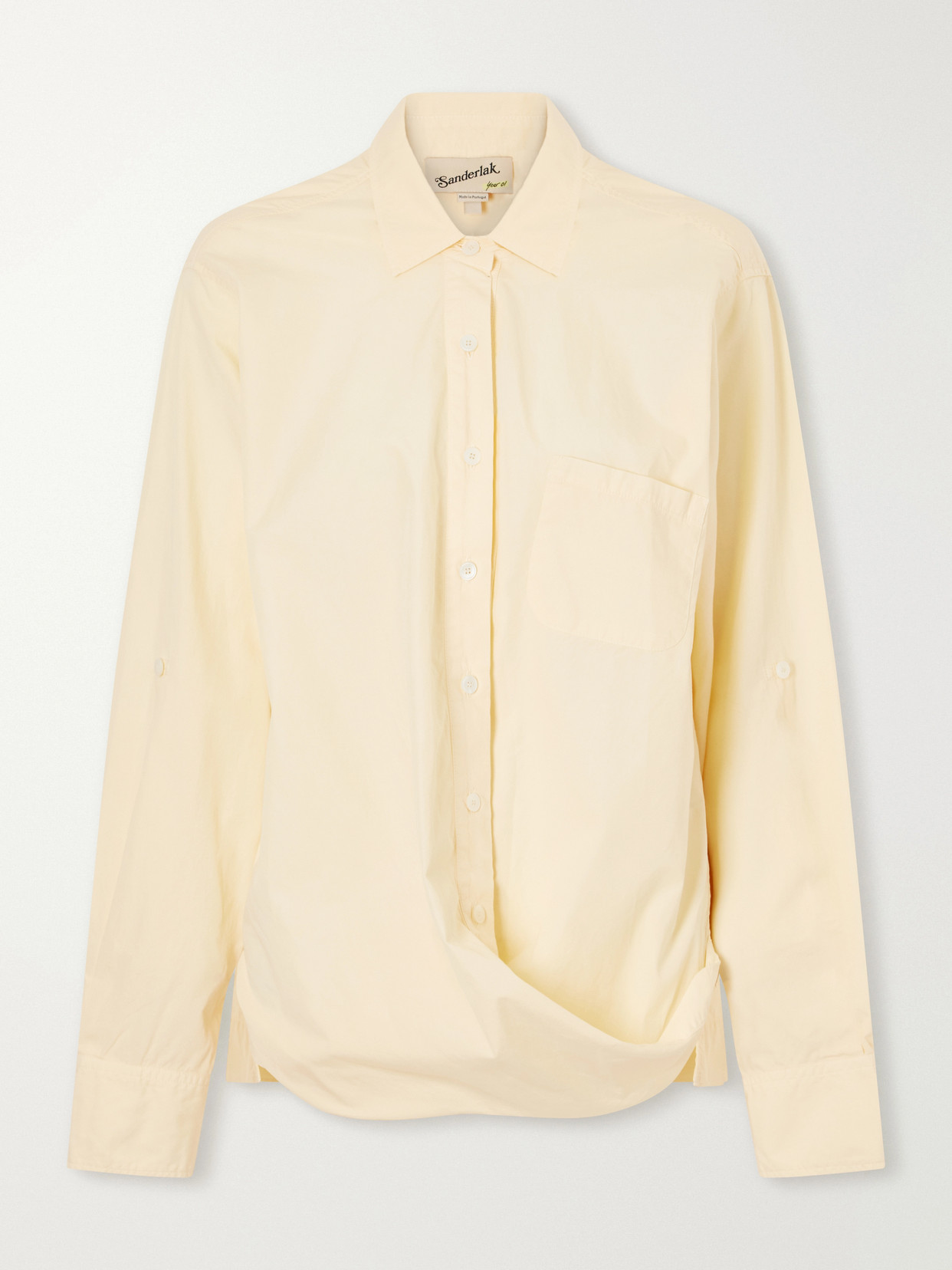 Sanderlak Asymmetric Twisted Cotton-voile Shirt In Neutrals