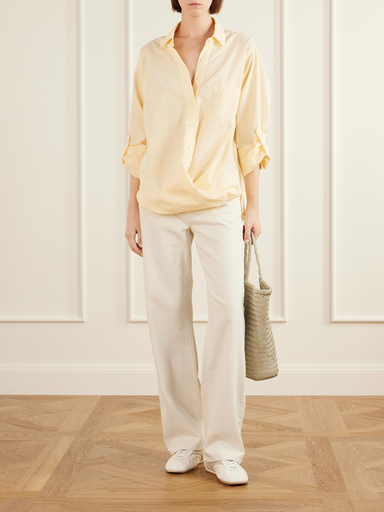 Asymmetric Twisted Cotton-Voile Shirt