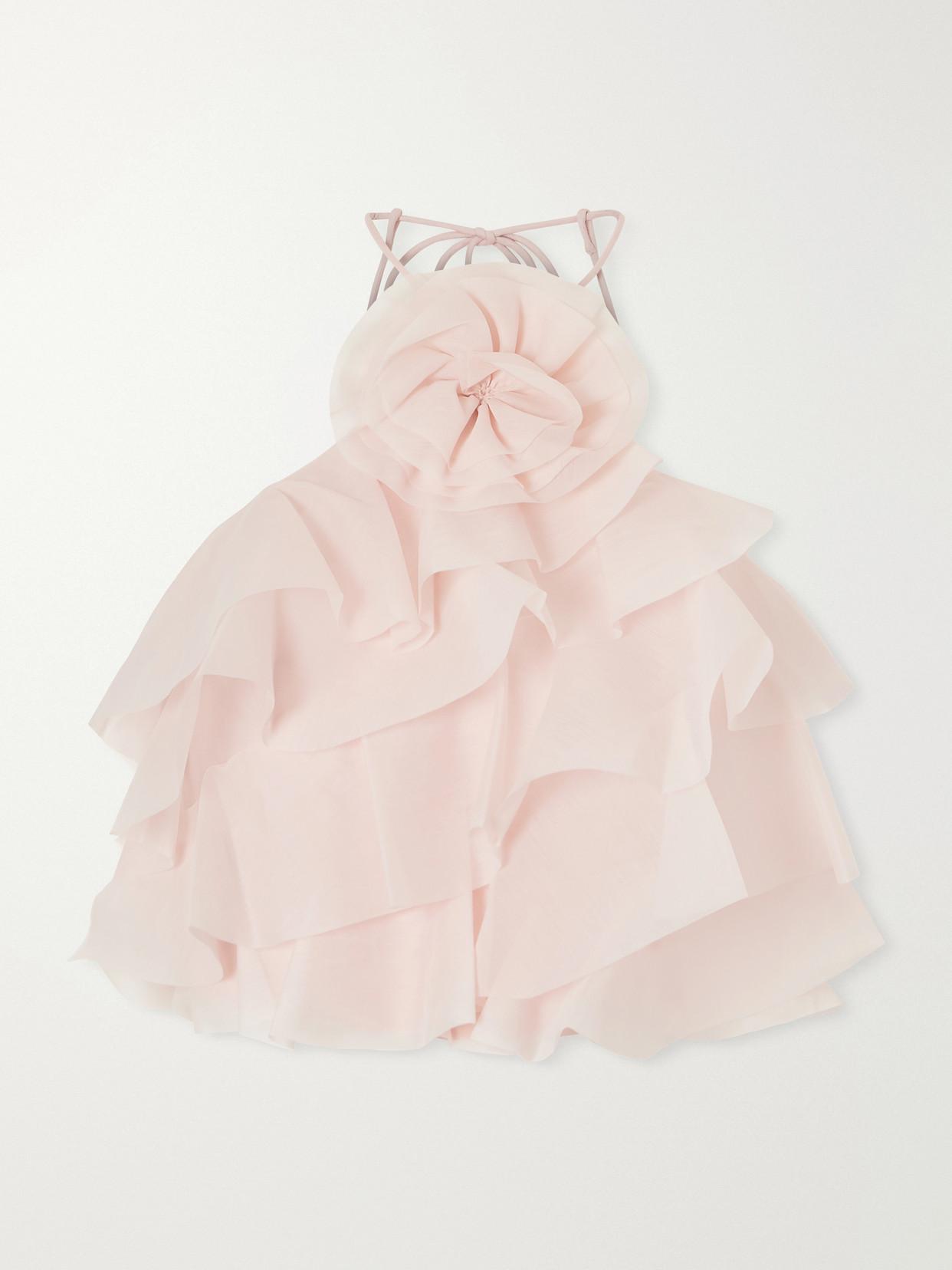 Aje Villa Ruffled Flower-detailed Organza Tank In Pink