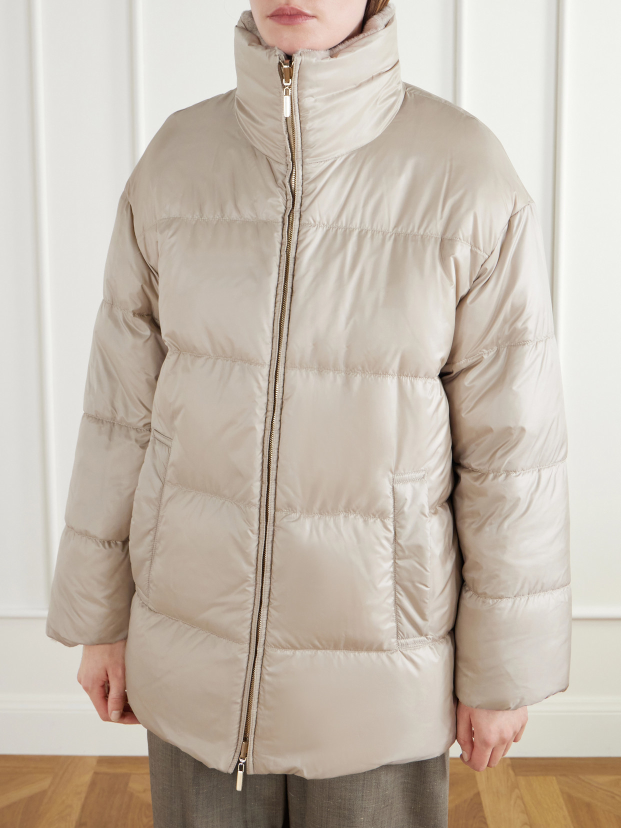 Arancio Reversible Brushed Alpaca And Virgin Wool-Blend And Shell Down Jacket