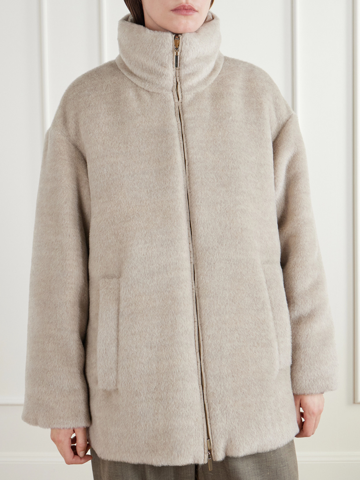 Arancio Reversible Brushed Alpaca And Virgin Wool-Blend And Shell Down Jacket