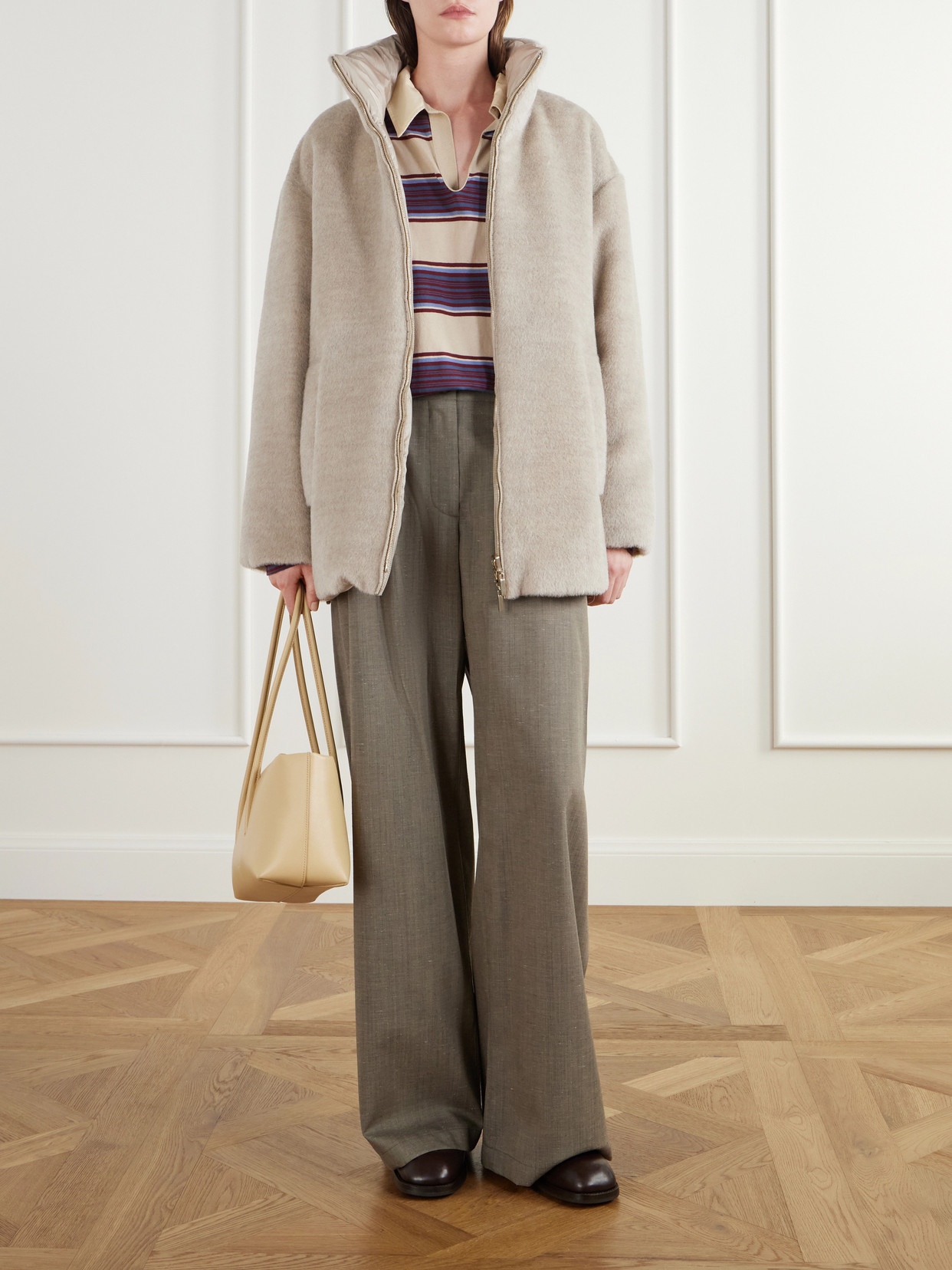 Arancio Reversible Brushed Alpaca And Virgin Wool-Blend And Shell Down Jacket