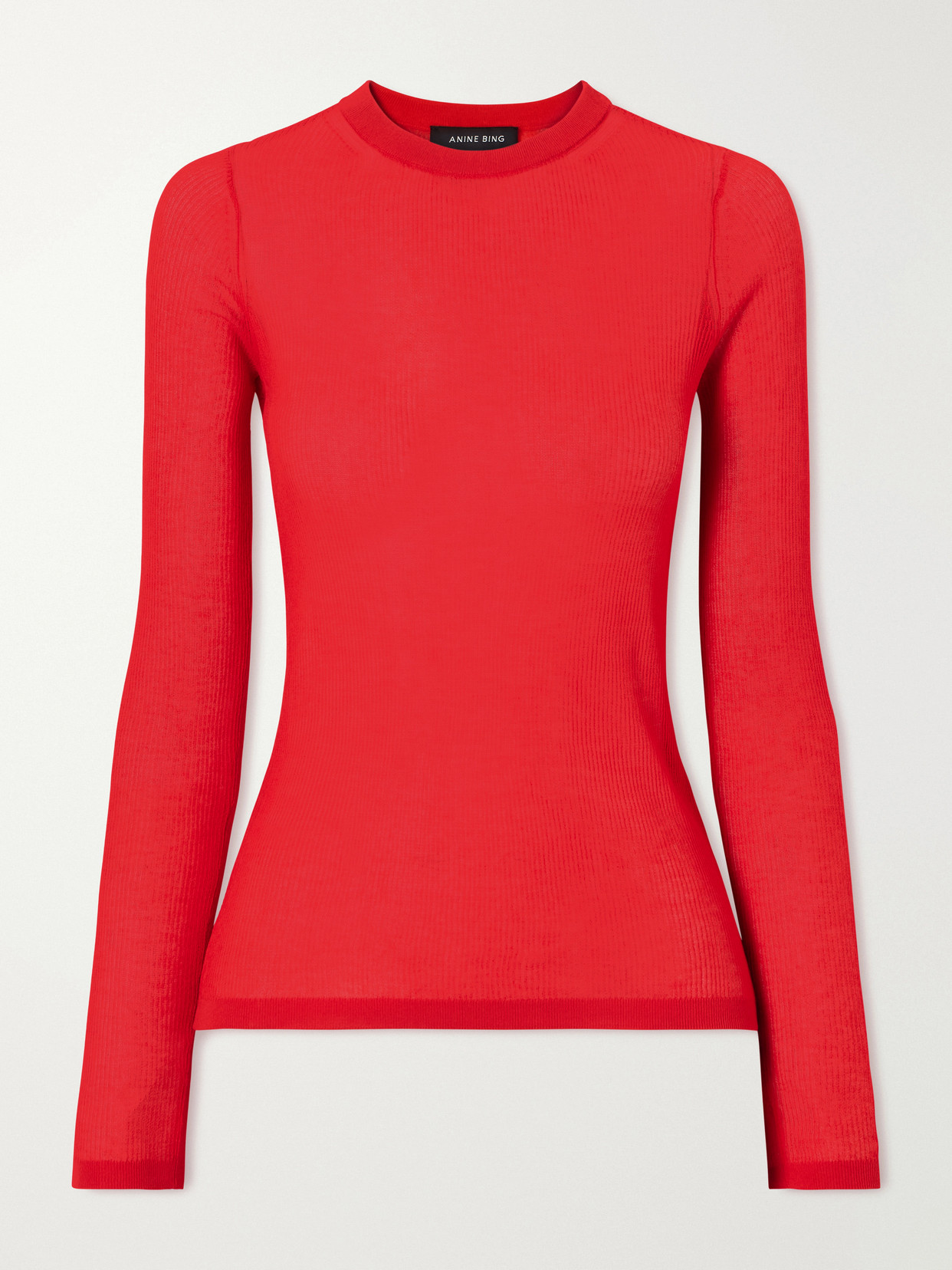 Anine Bing Tiana Ribbed Cotton-blend Sweater In Red