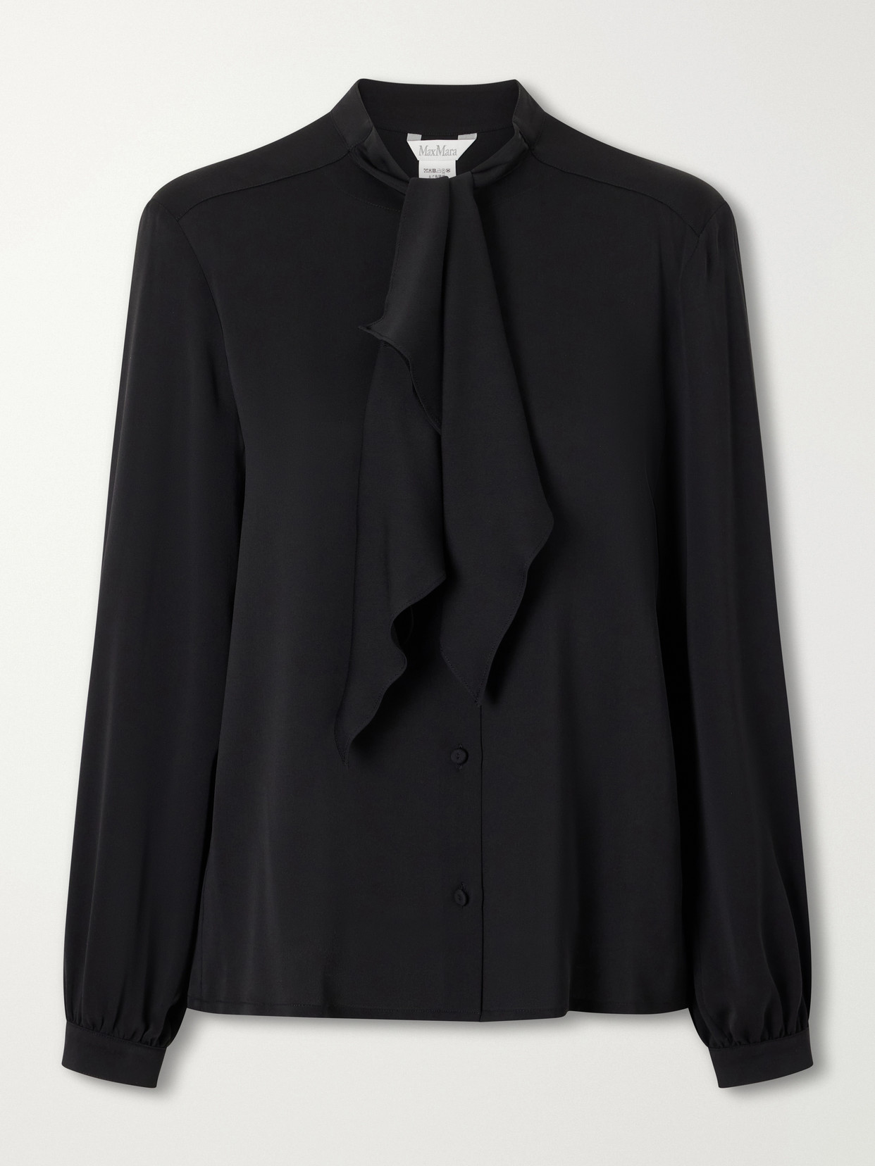 Max Mara Mxmleccio Bow-detail Silk-crepon Blouse In Black