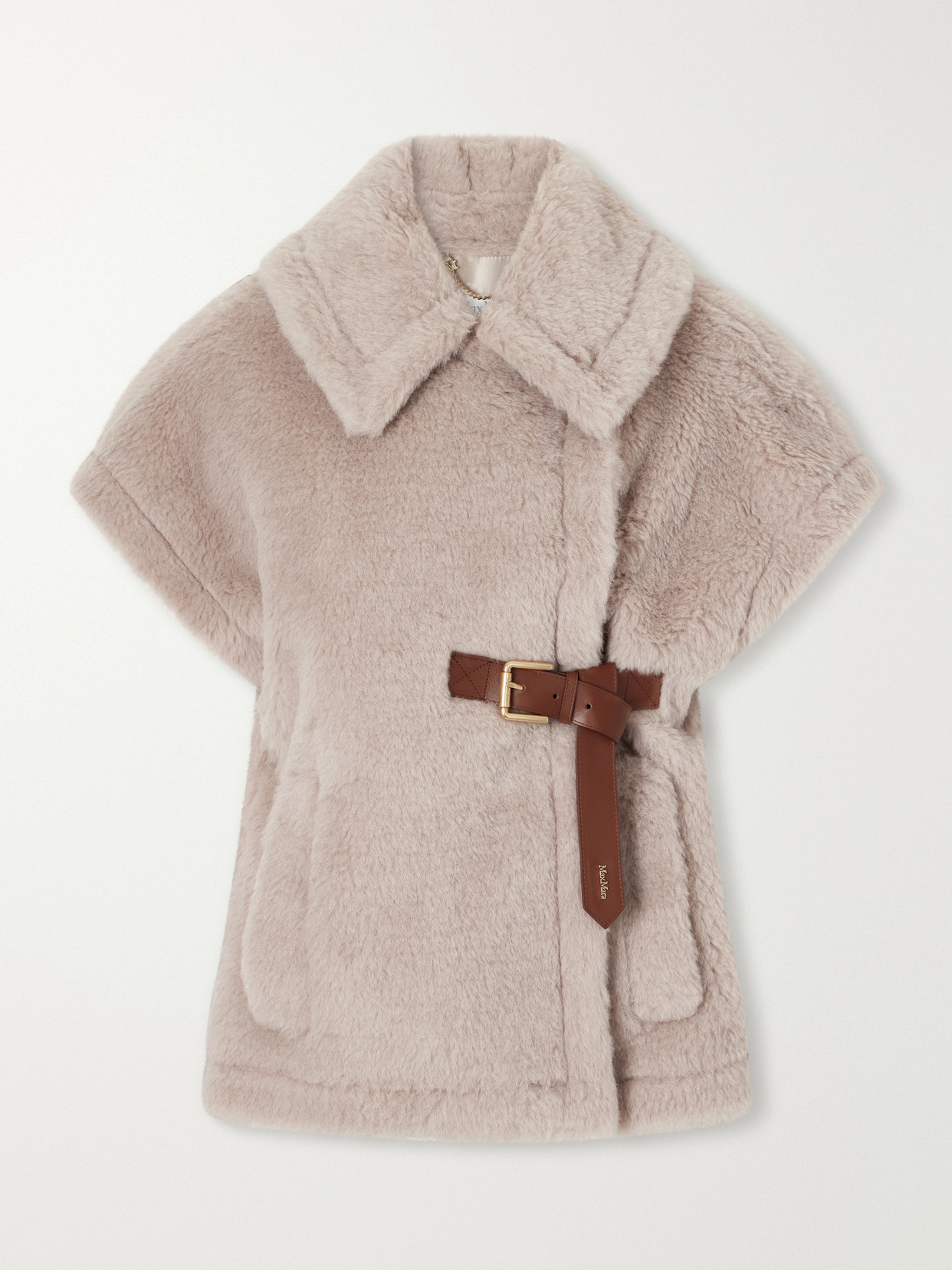 Max Mara Newabavo Belted Alpaca, Wool And Silk-blend Cape In Neutrals