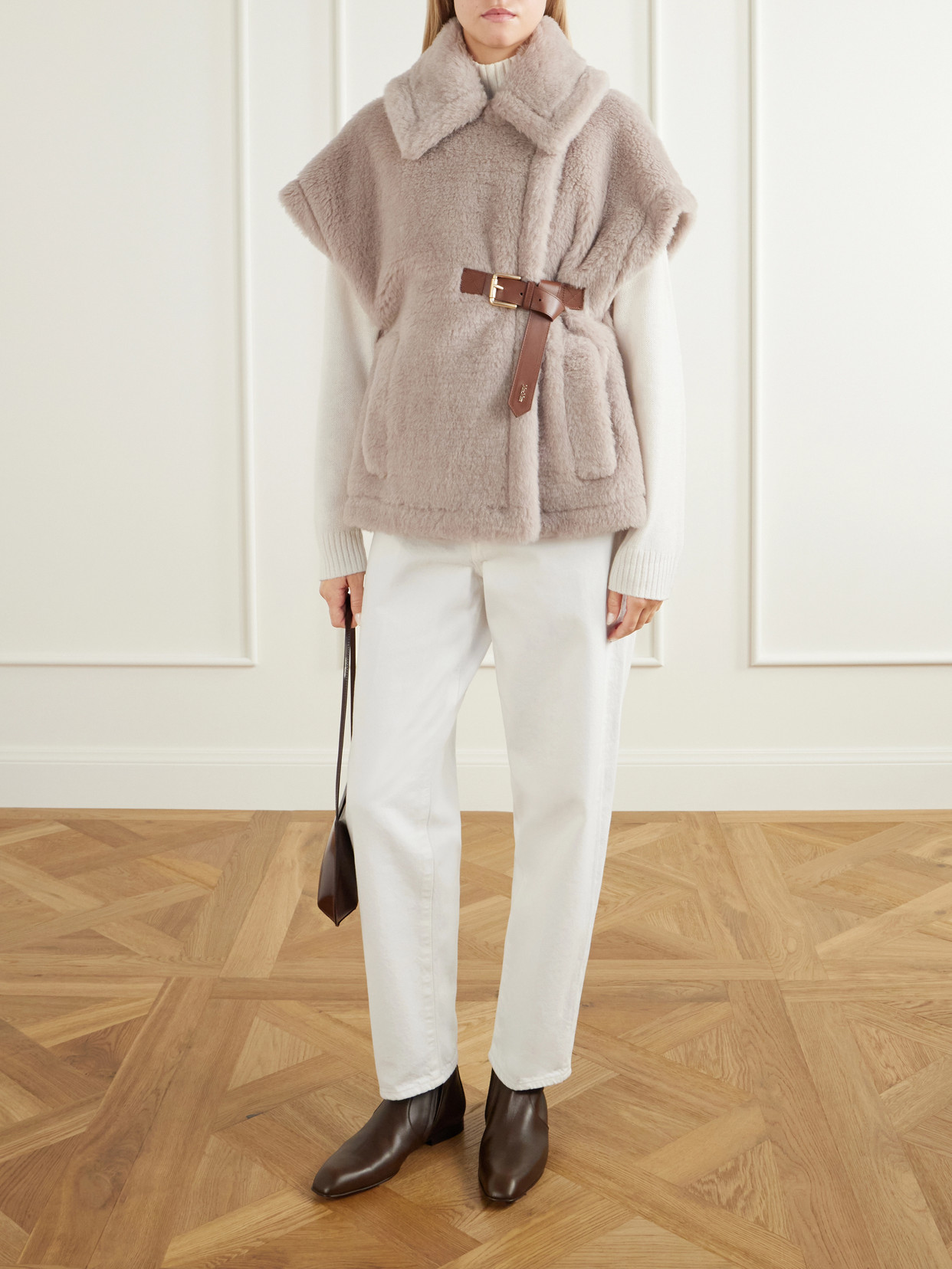Abavo Buckled Alpaca, Wool And Silk-Blend Fleece Cape