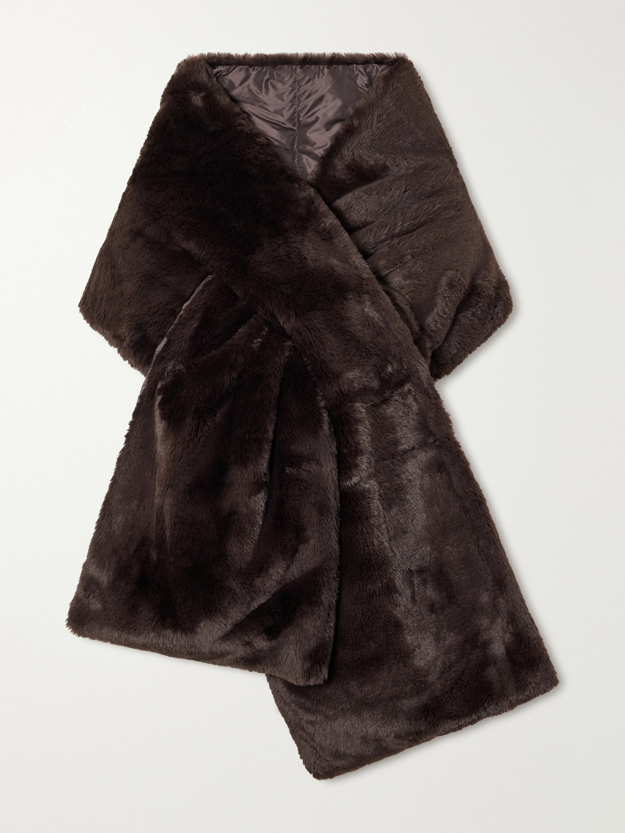 Max Mara Piacere Quilted Shell-trimmed Plush Scarf In Brown