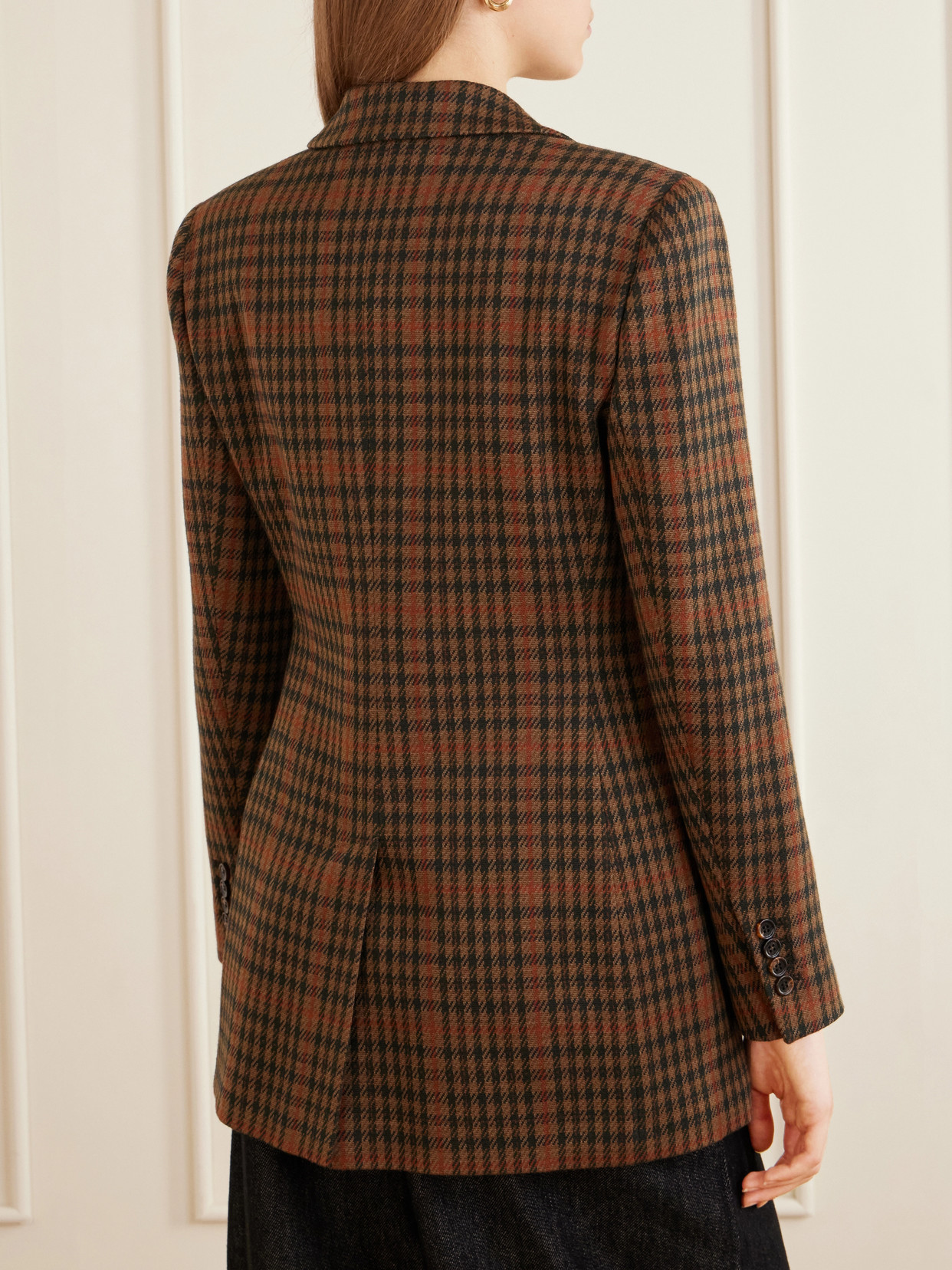 Max Mara Mxmgalgosce Houndstooth Wool And Cotton-blend Blazer In Brown