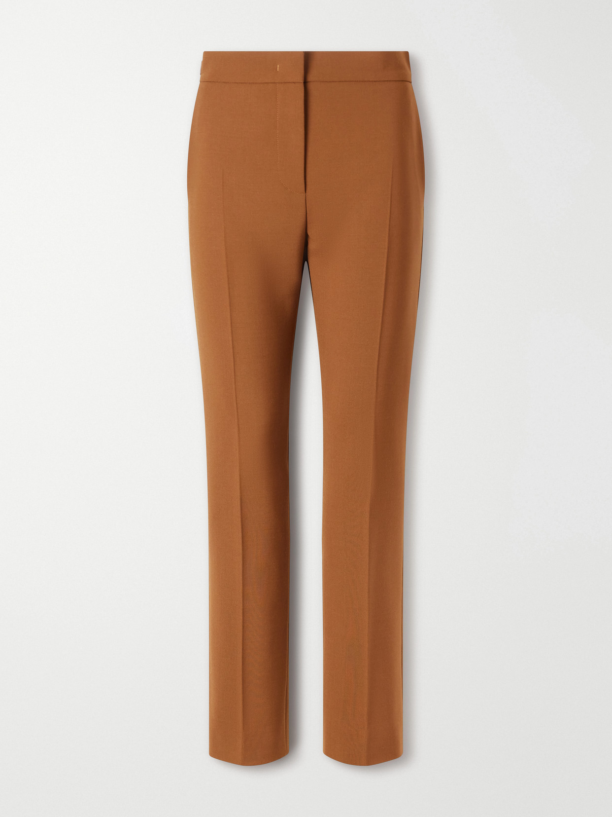 Max Mara Mxmacino Wool-blend Mid-rise Slim-leg Pants In Brown