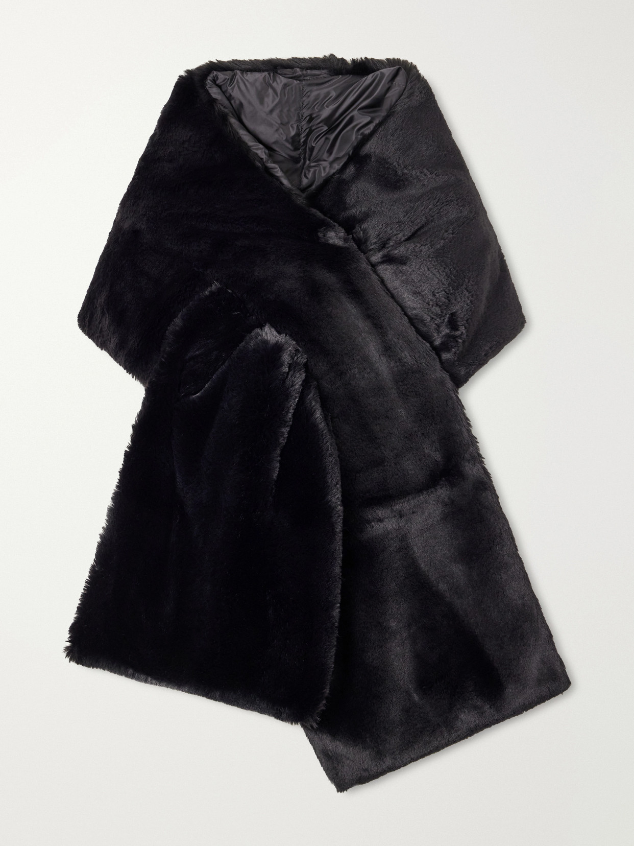 Max Mara Piacere Quilted Shell-trimmed Plush Scarf In Black