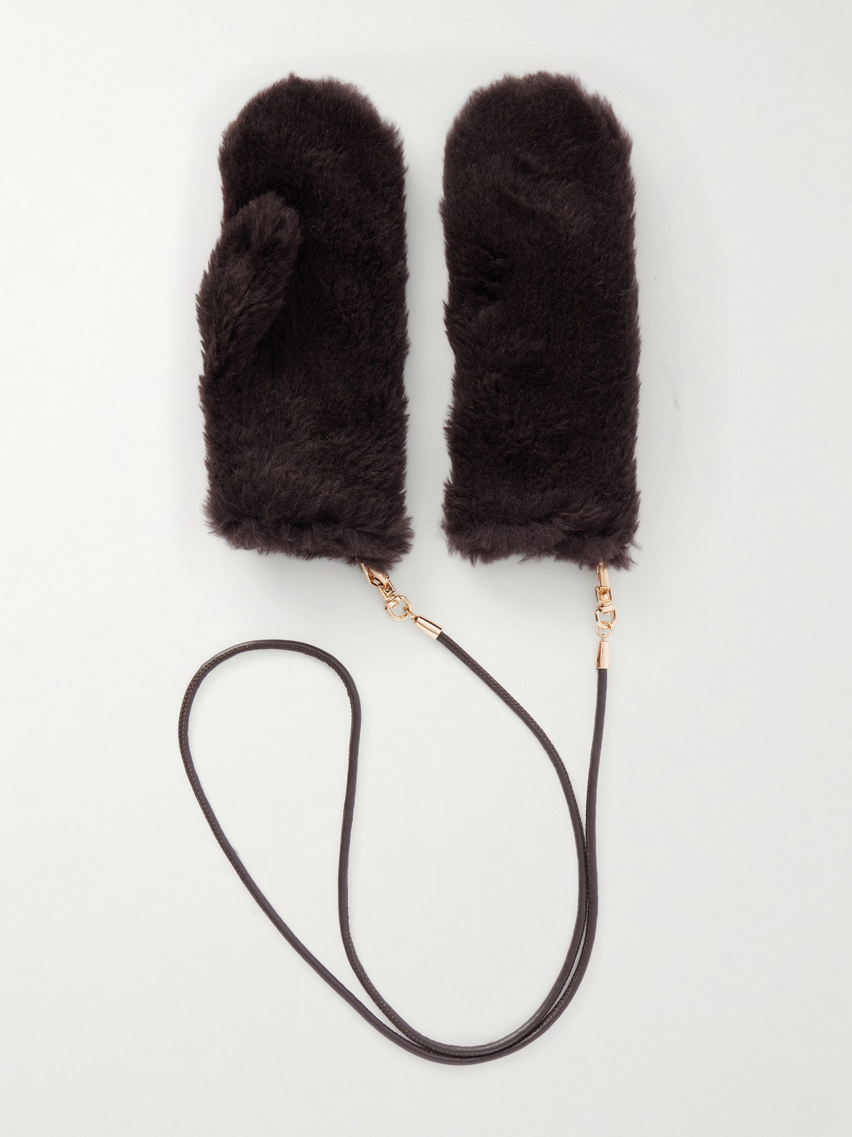 Max Mara Ombrato Strap-detailed Alpaca, Wool And Silk-blend Gloves In Brown