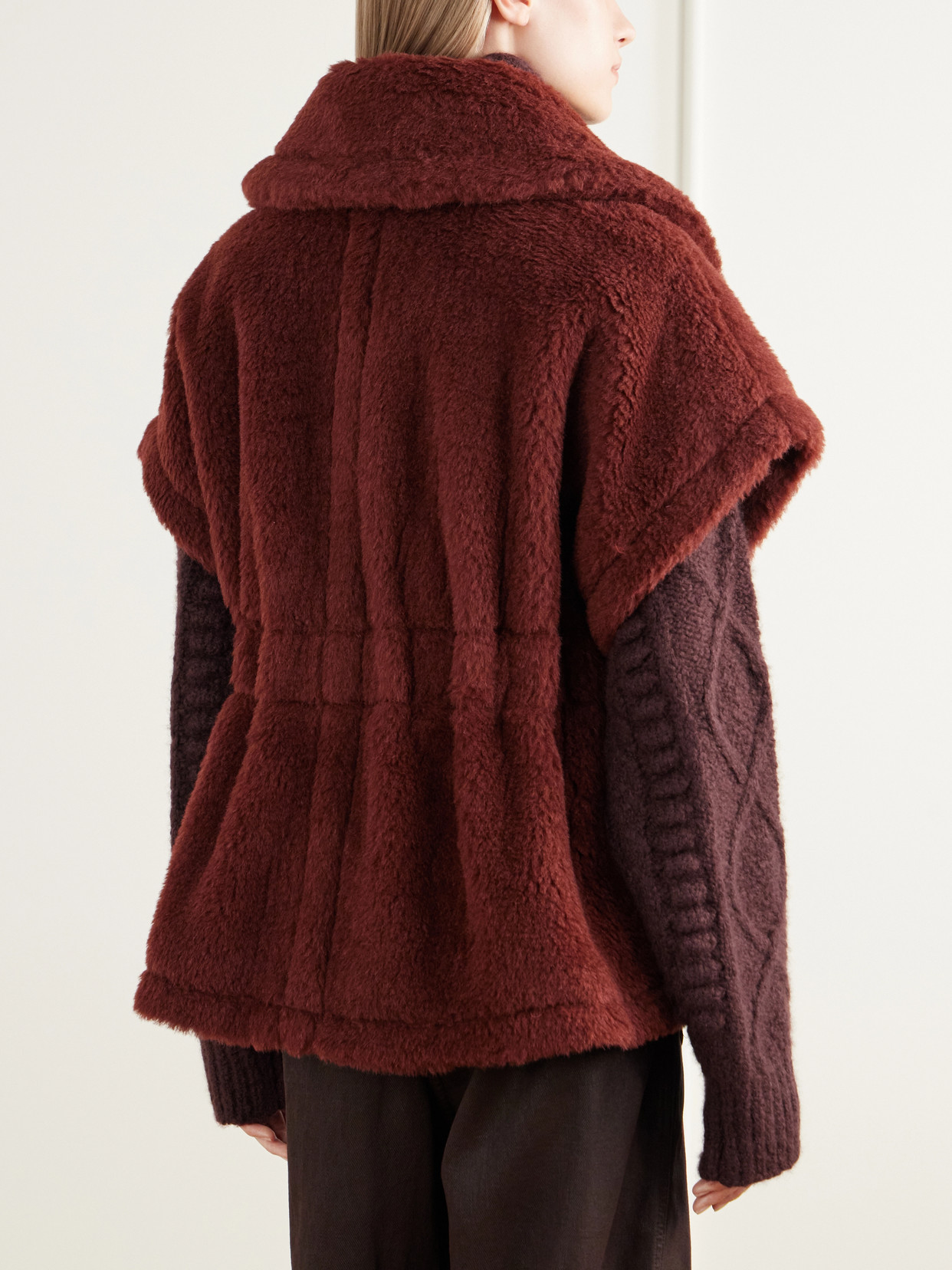 Abavo Buckled Alpaca, Wool And Silk-Blend Fleece Cape