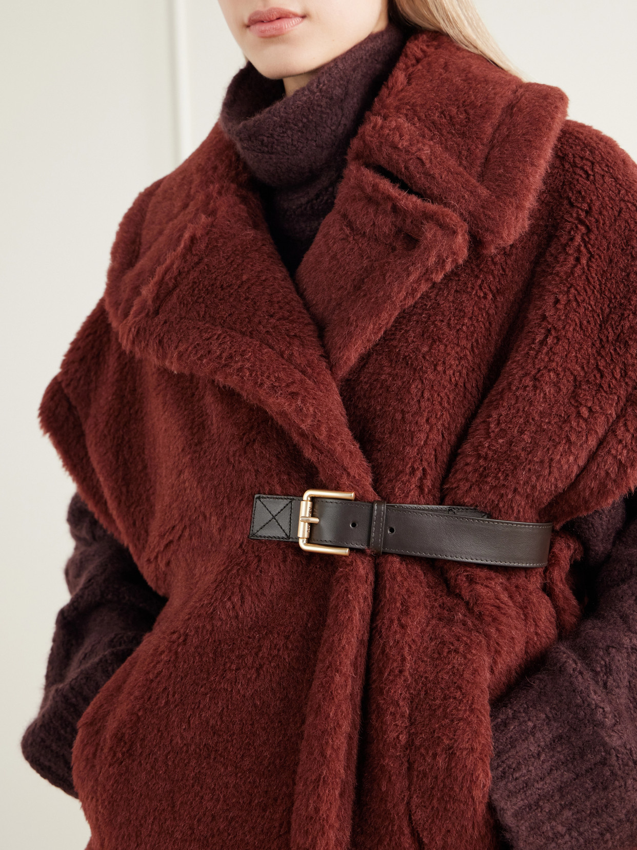 Abavo Buckled Alpaca, Wool And Silk-Blend Fleece Cape