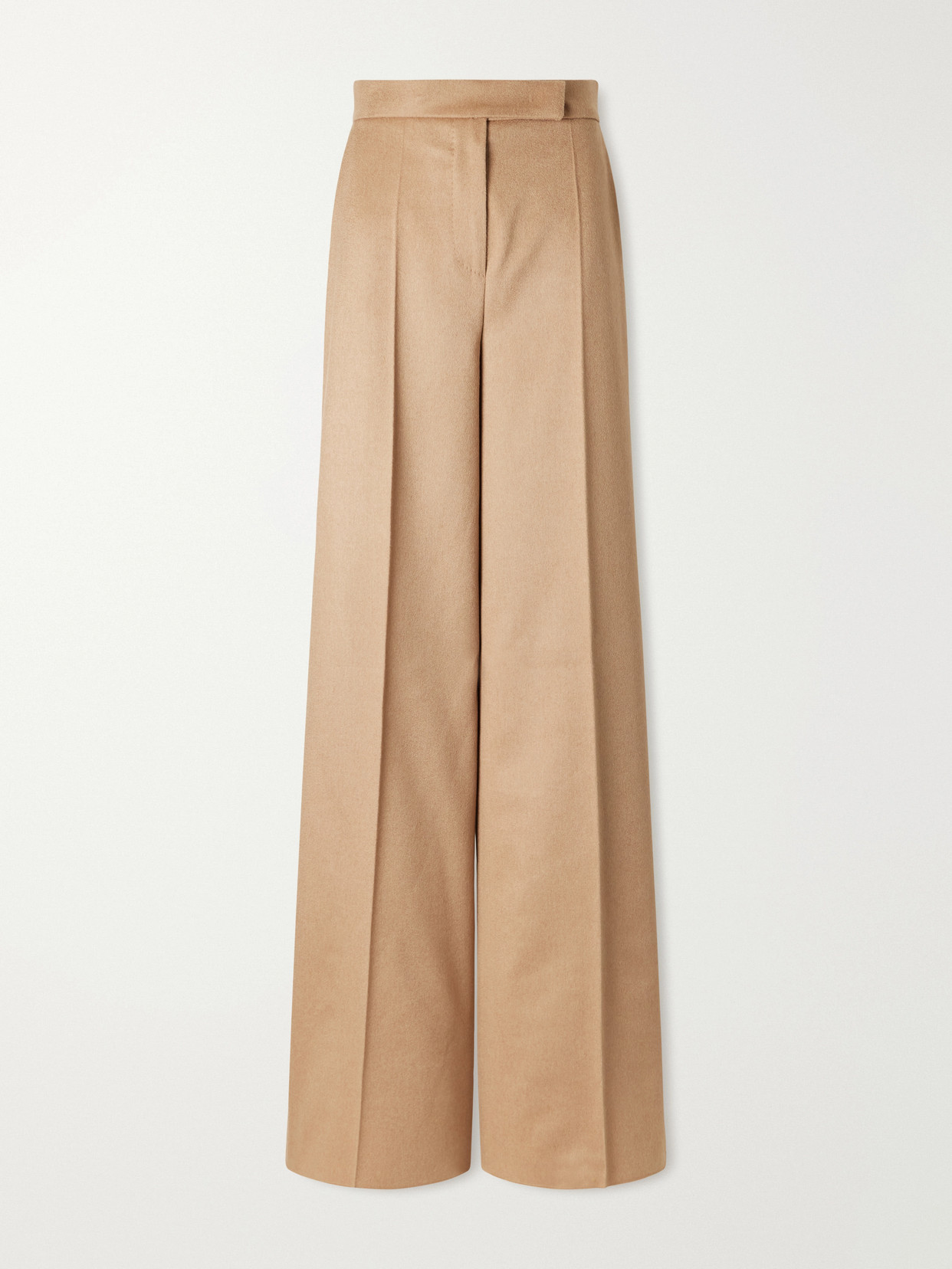 Max Mara Camel Wool Wide-leg Pants In Brown