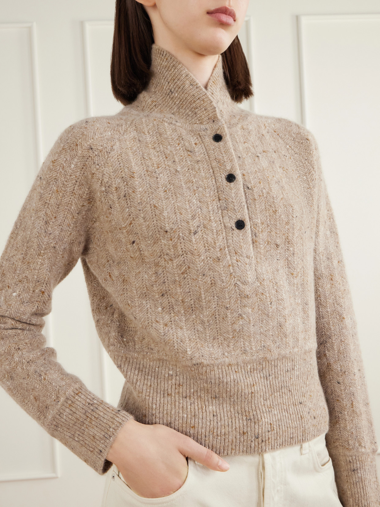 Cropped Wool And Cashmere-Blend Turtleneck Sweater