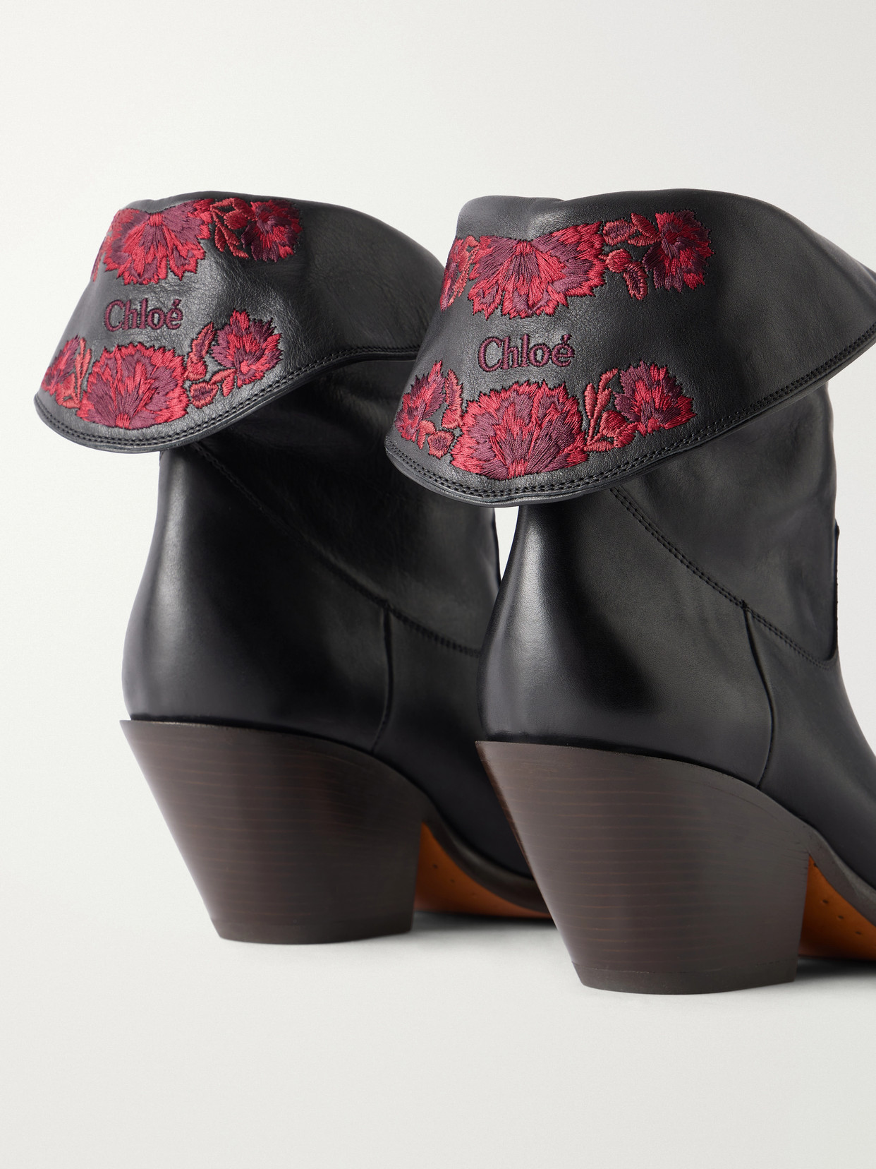 Chloé - Azelan Floral-Embroidered Ankle Boots