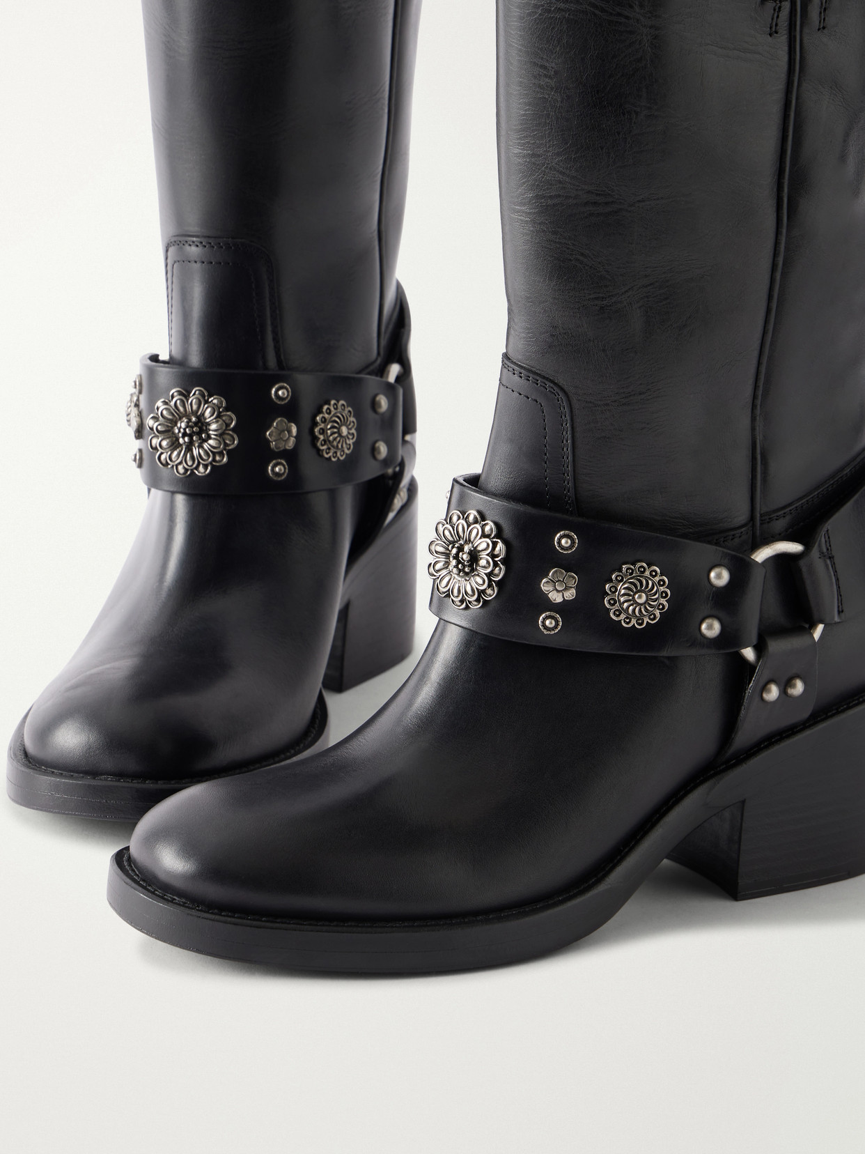 Chloé - Dakota Stud-Embellished Leather Knee Boots