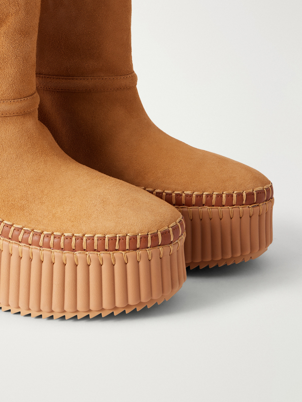 Chloé - Nama 14 Shearling-Trimmed Suede Wedge Ankle Boots