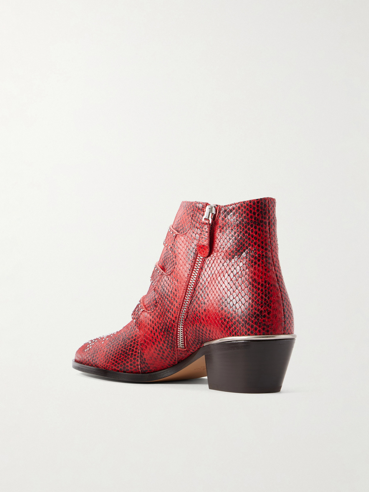 Chloé - Susanna Embellished Snake-Effect Ankle Boots