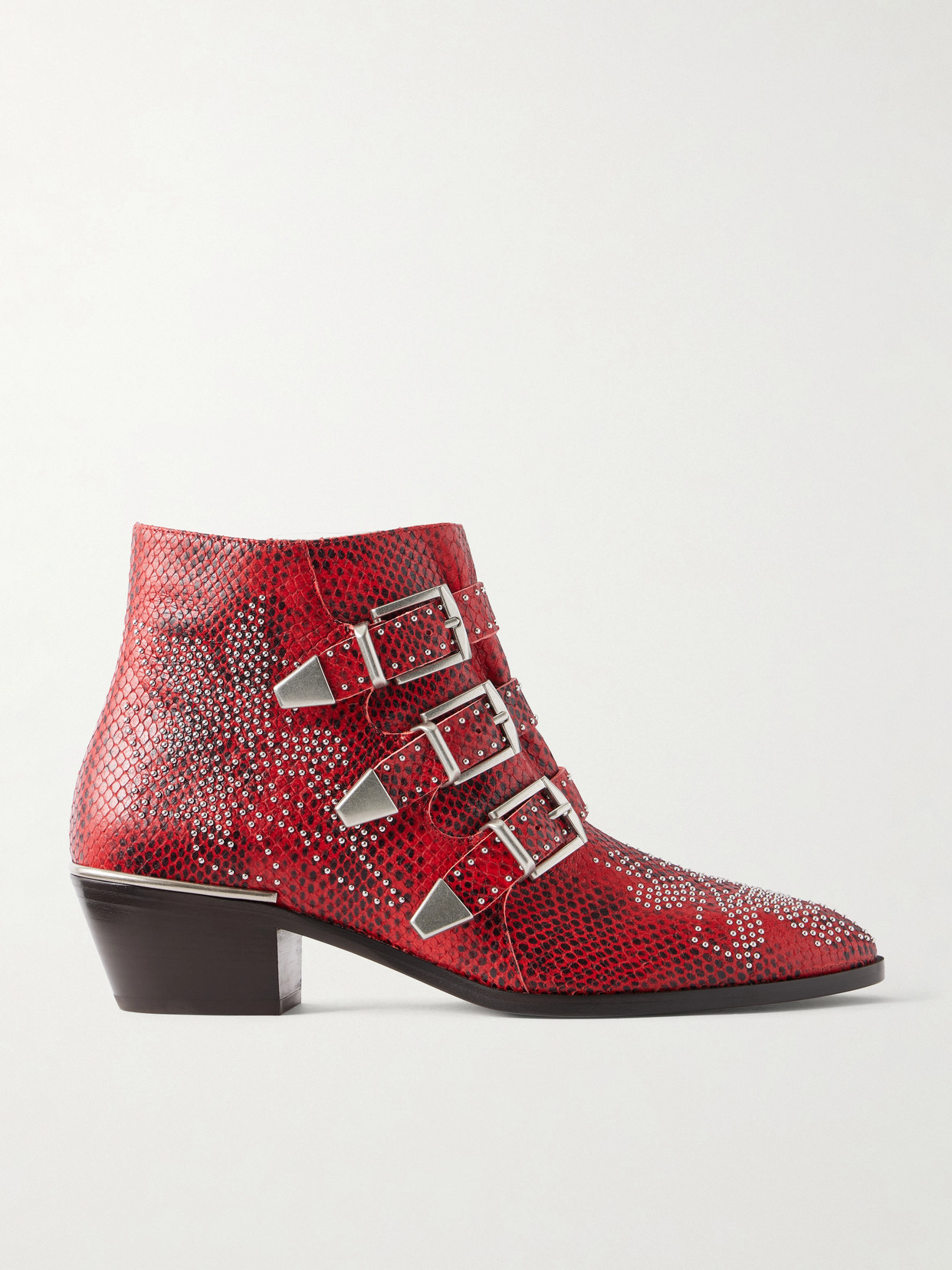 Chloé - Susanna Embellished Snake-Effect Ankle Boots
