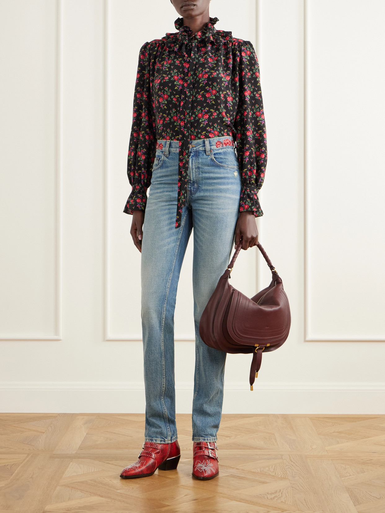 Chloé - Susanna Embellished Snake-Effect Ankle Boots