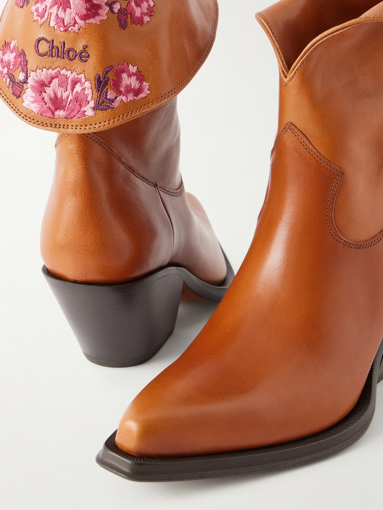 Chloé - Azelan Floral-Embroidered Ankle Boots