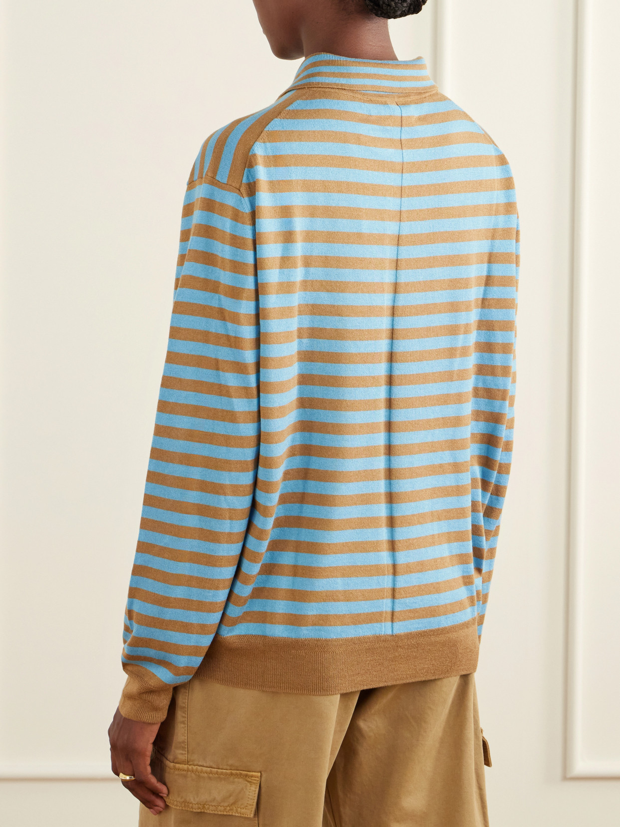 Ben Striped Silk, Wool And Cashmere-Blend Polo Sweater