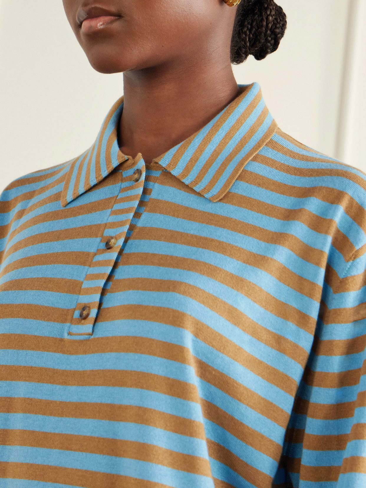 Ben Striped Silk, Wool And Cashmere-Blend Polo Sweater