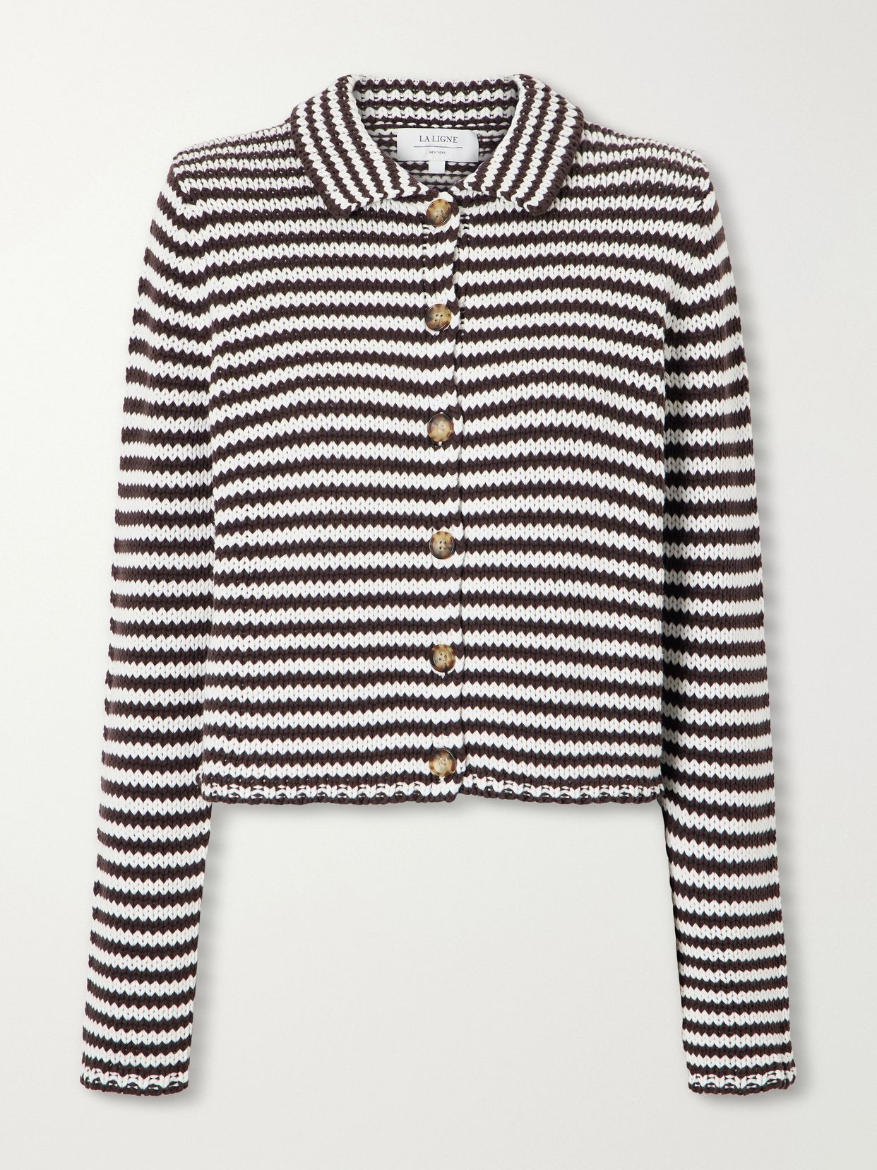 mini marina cropped striped cotton cardigan