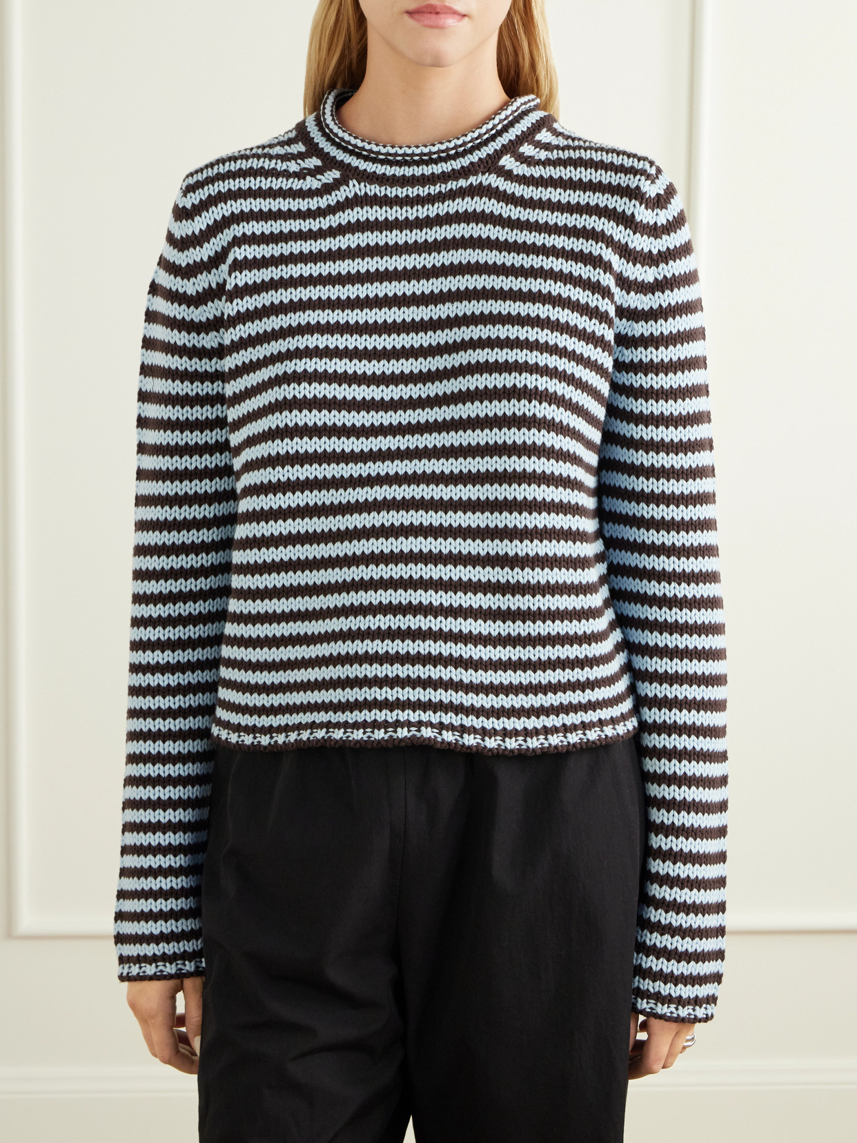 Mini Marina Cropped Striped Cotton Sweater