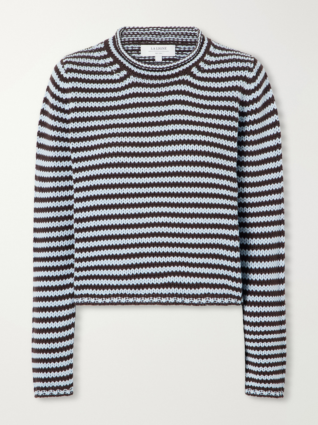 La Ligne Mini Marina Cropped Striped Cotton Sweater In Multi