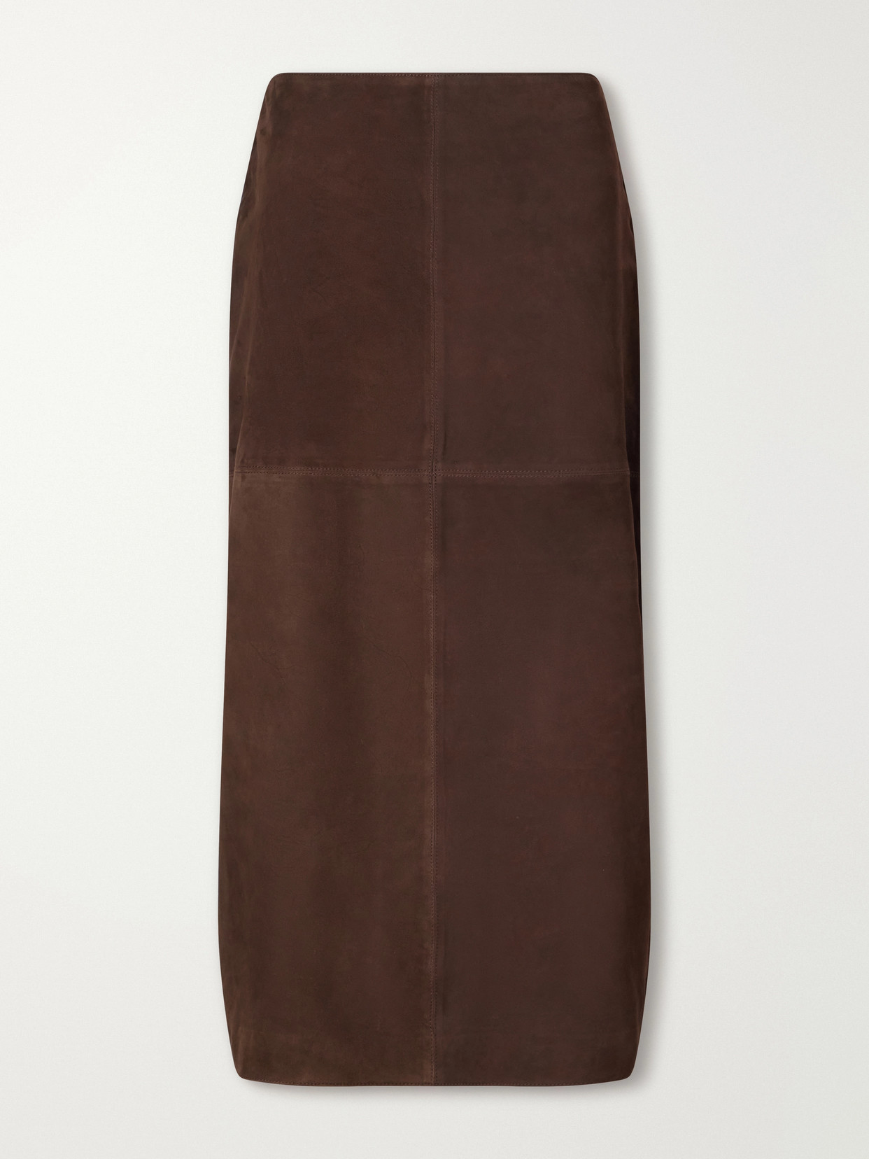 La Ligne Vega Paneled Suede Midi Skirt In Brown
