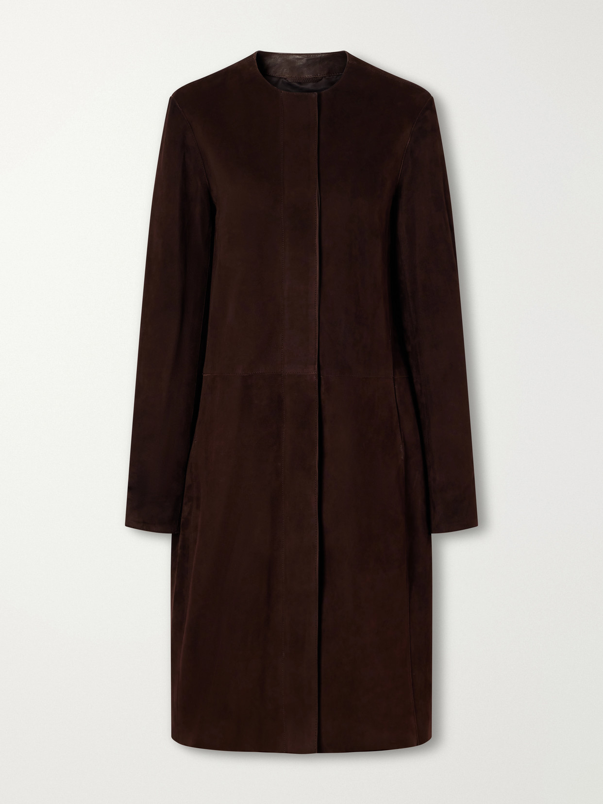 La Ligne Paneled Suede Coat In Multi