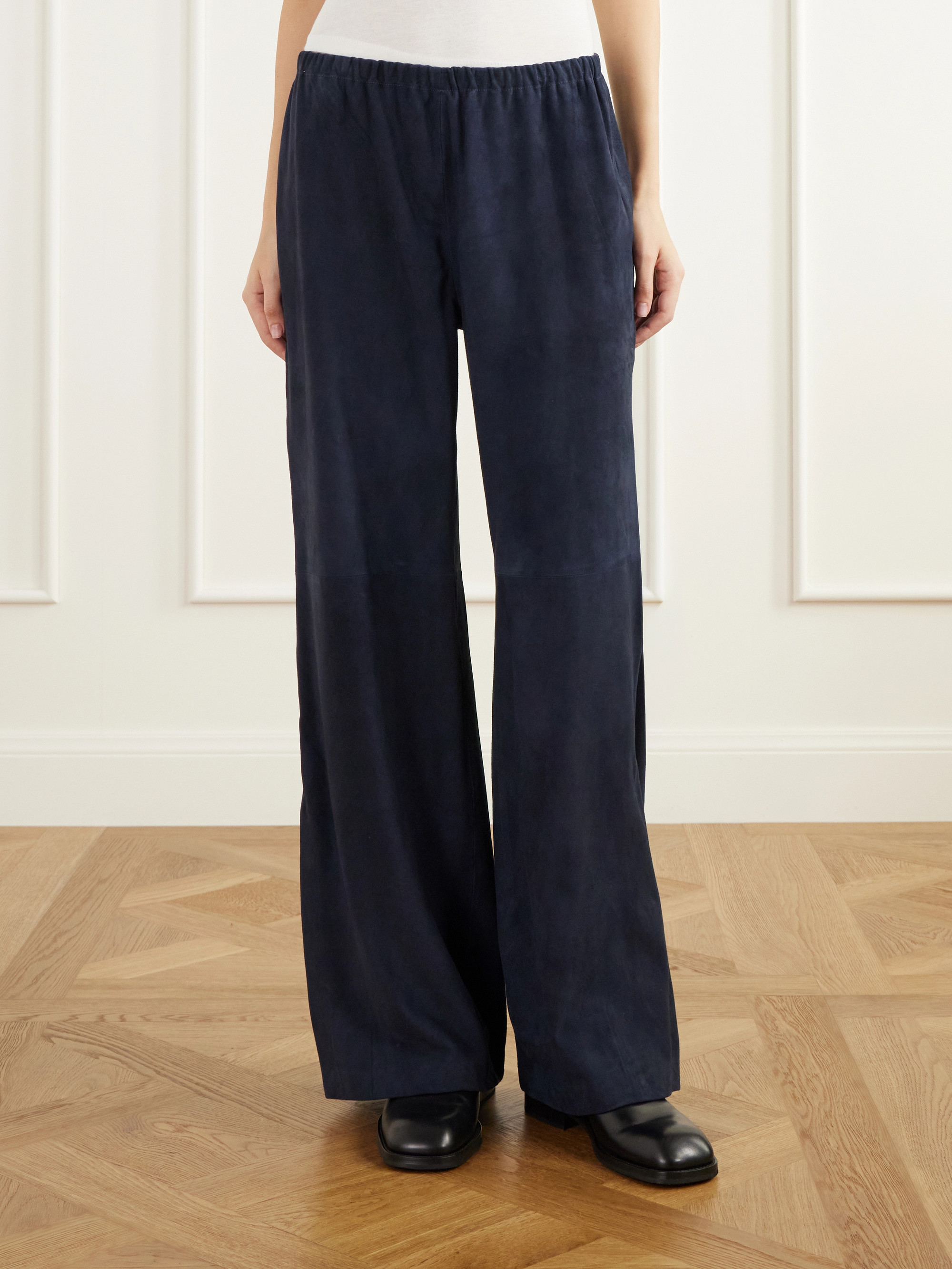 La Ligne Colby paneled suede wide-leg pants